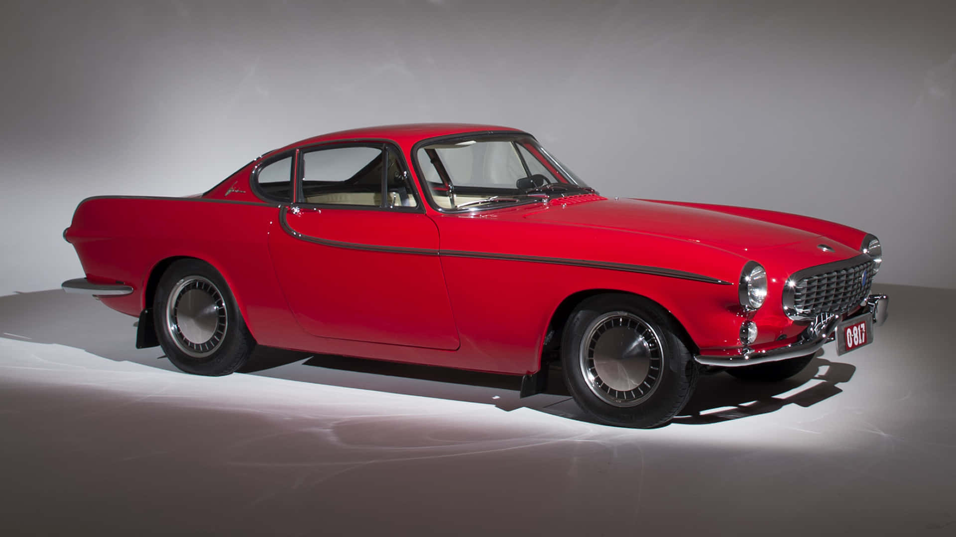 Volvo P1800, glossy red, minimalist studio, Full HD Desktop Wallpaper