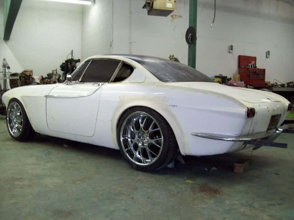 Volvo P1800, white, chrome wheels, SD Desktop Wallpaper