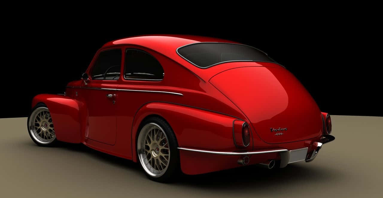 Volvo Pv544, glossy red, custom wheels, HD Desktop Wallpaper