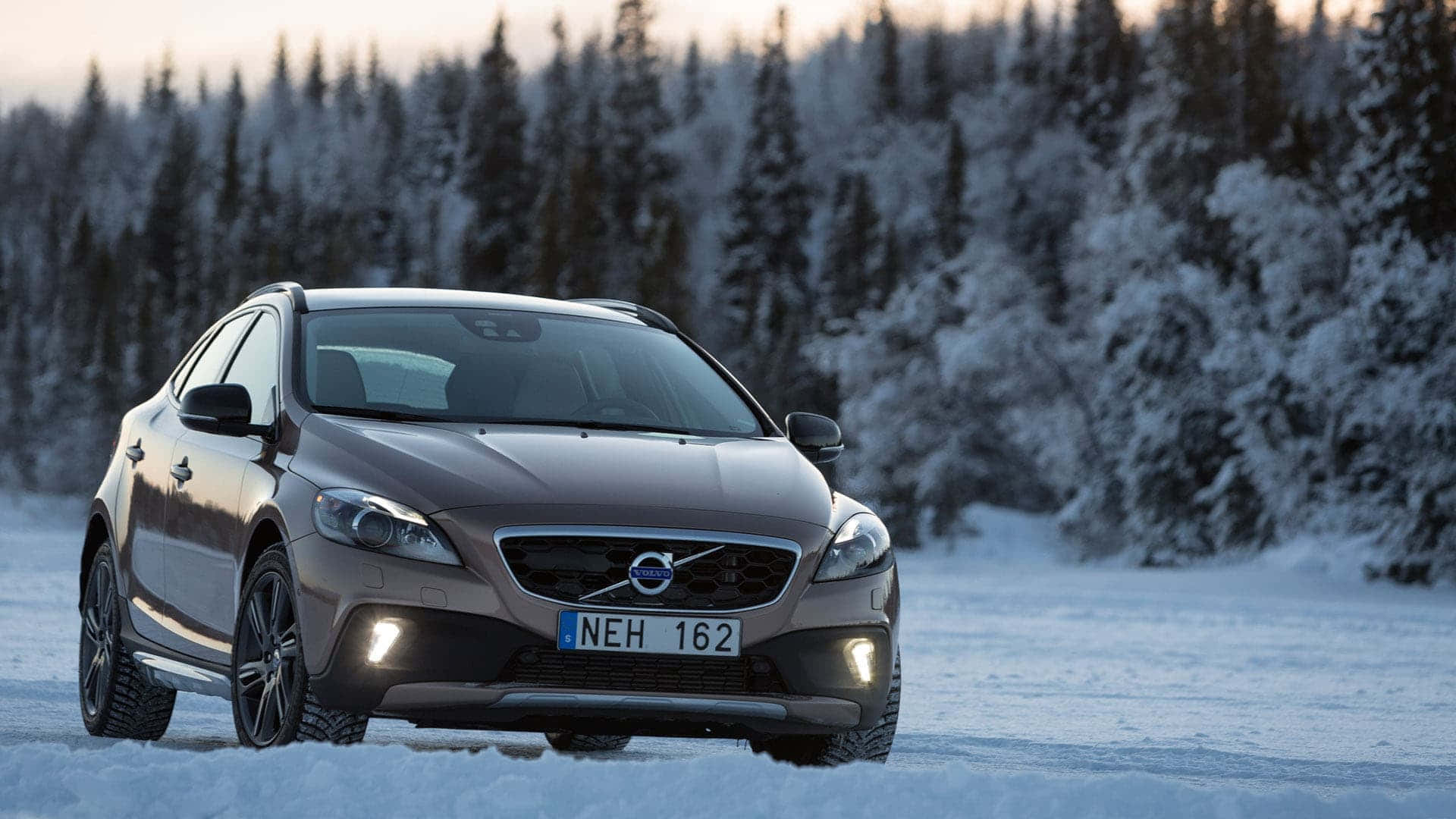 Volvo S40, gray, snowy forest, Full HD Desktop Wallpaper