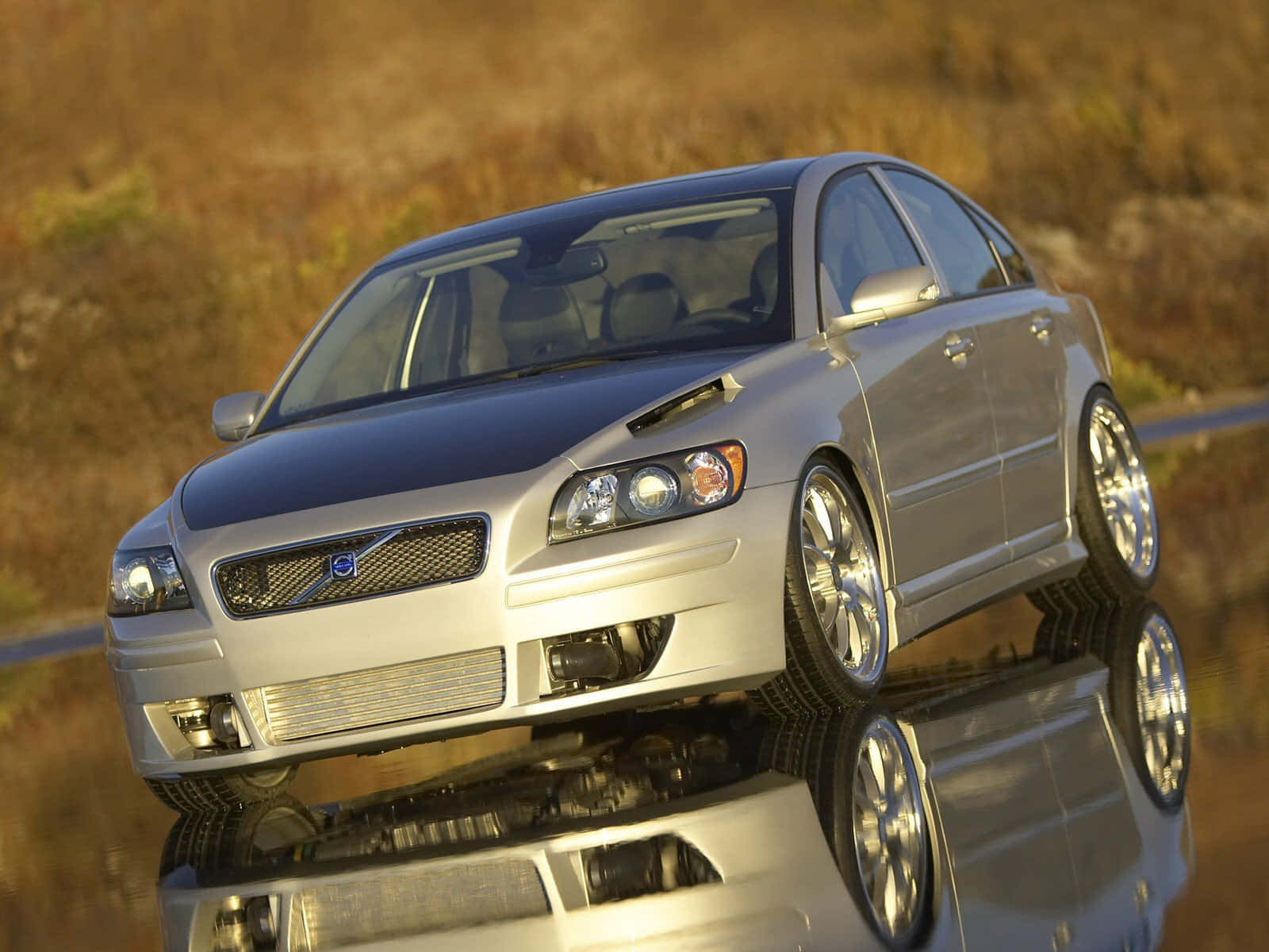 Volvo S40, silver, blue hood, HD Desktop Wallpaper