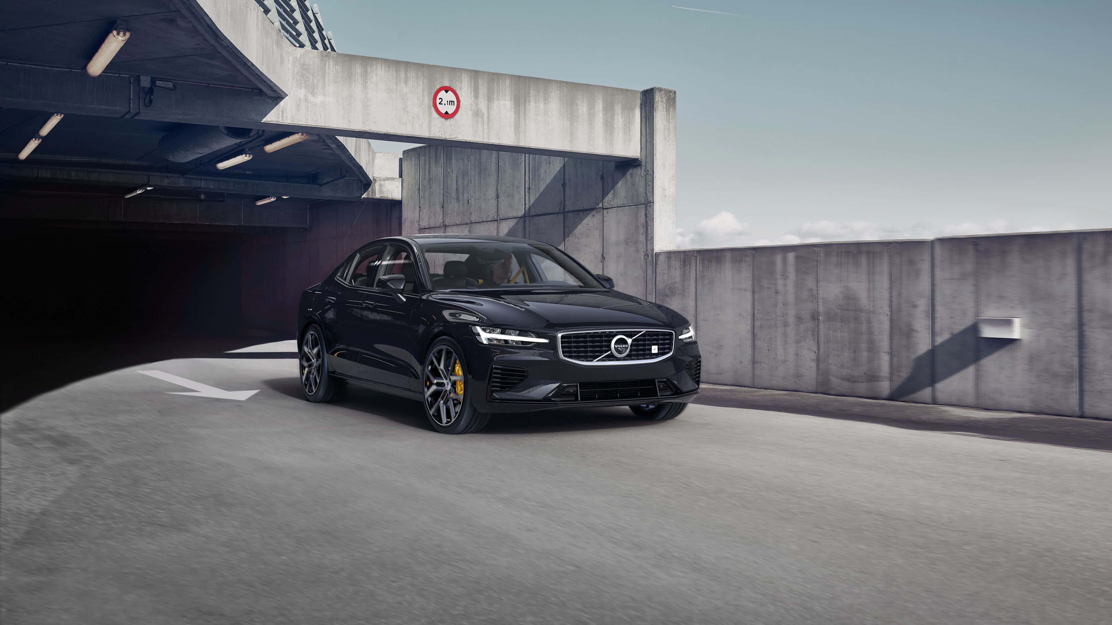 Volvo S60, black, curved concrete underpass, 4K Desktop Wallpaper