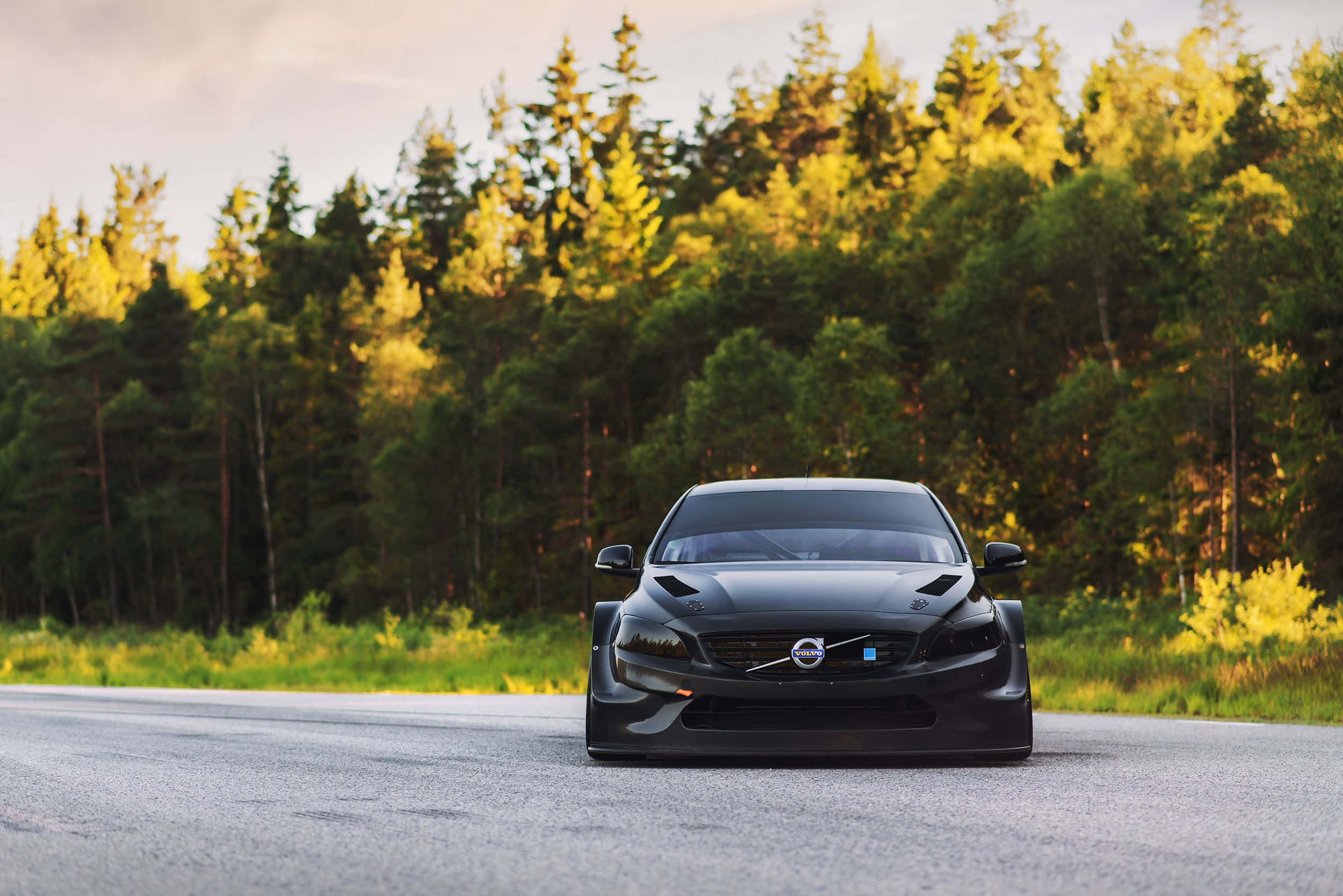 Volvo S60, black, golden sunset, Full HD Desktop Wallpaper
