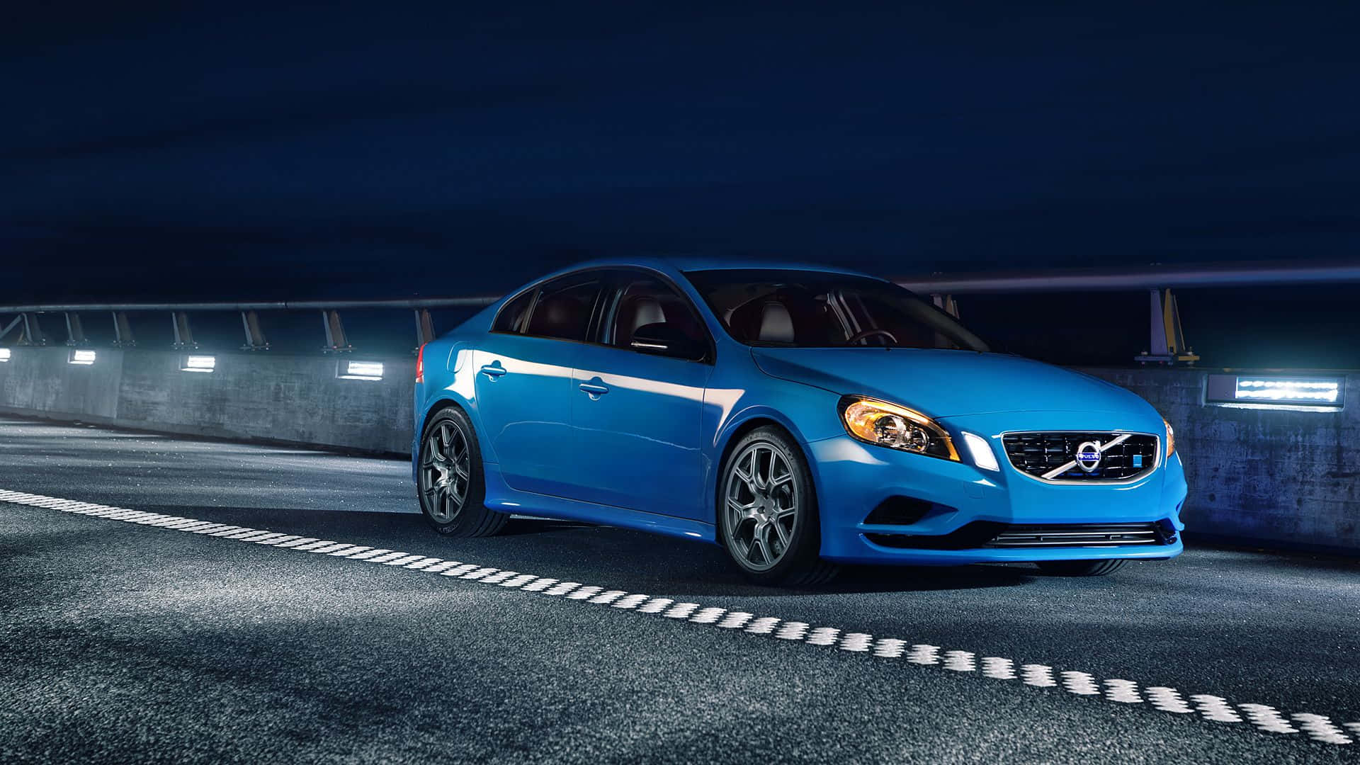 Volvo S60, blue, tunnel lights, Full HD Desktop Wallpaper