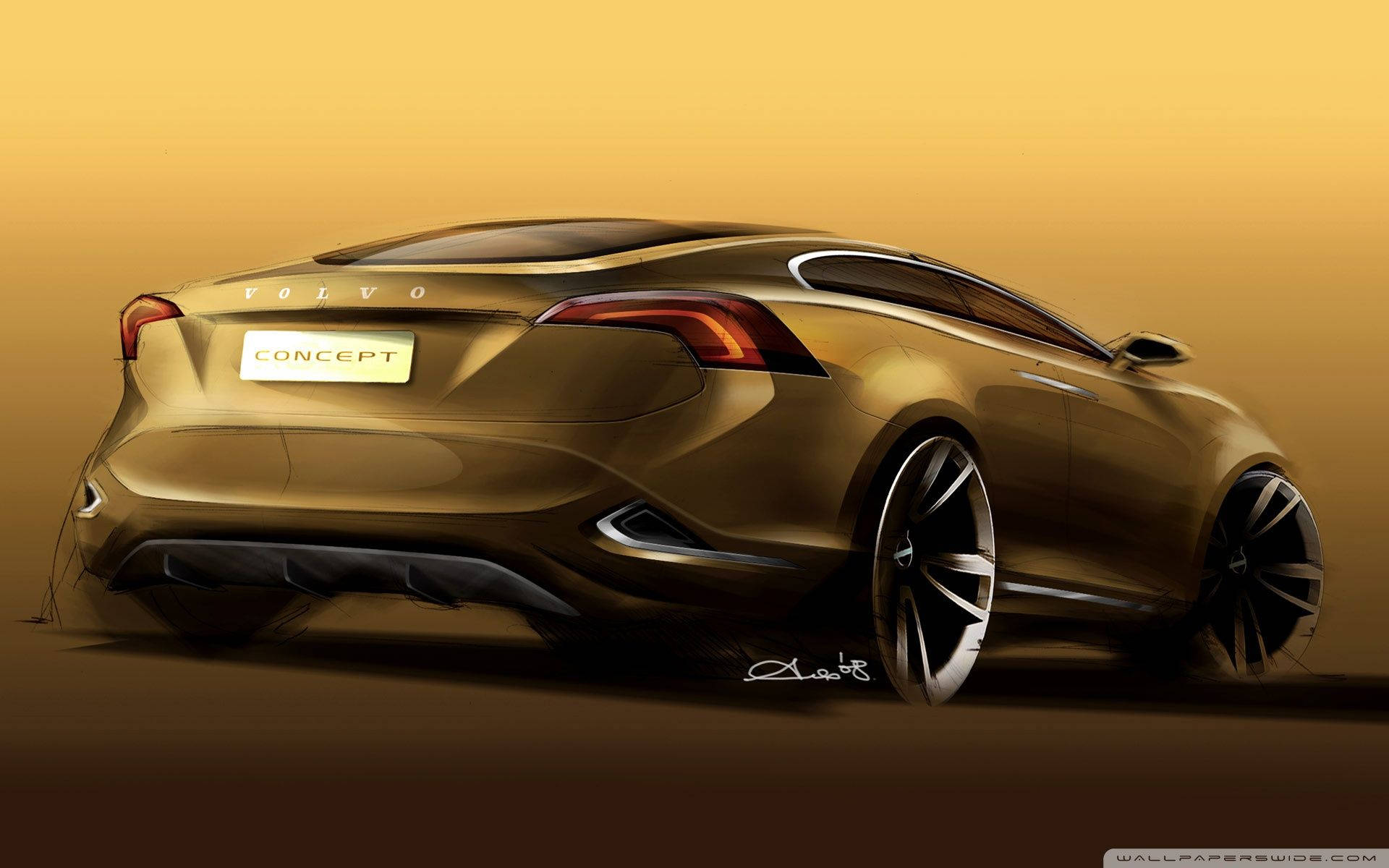 Volvo S60, concept, golden, Full HD Desktop Wallpaper
