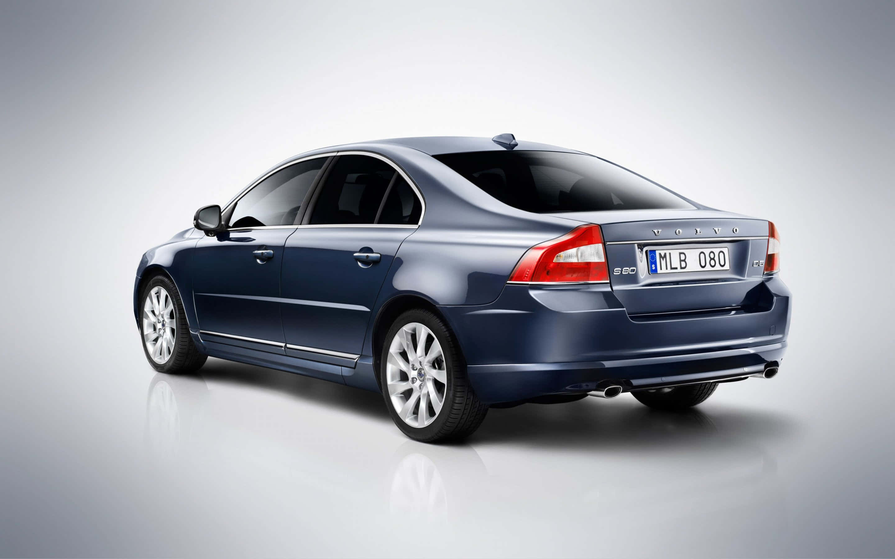 Volvo S80, blue, rear three-quarter angle, 2K Desktop Wallpaper