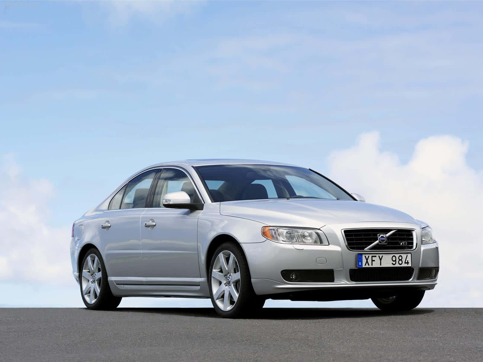 Volvo S80, silver, asphalt, HD Desktop Wallpaper