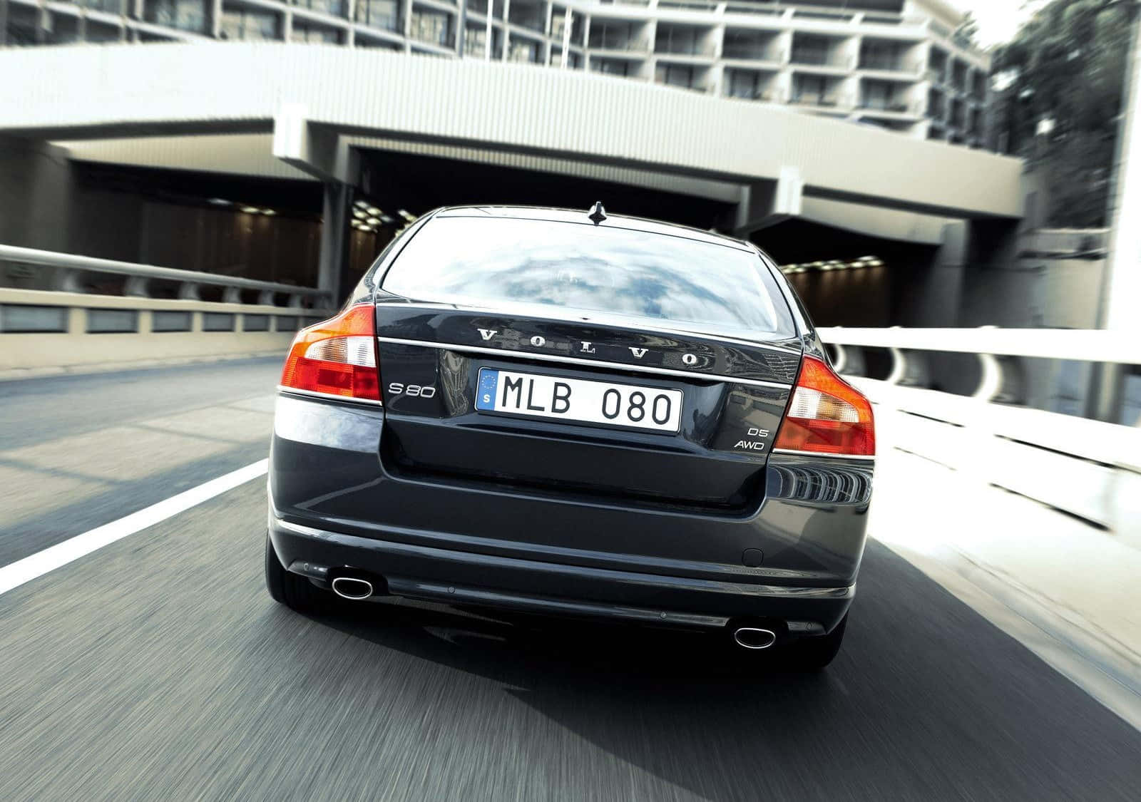 Volvo S80, black, modern concrete overpass, HD Desktop Wallpaper