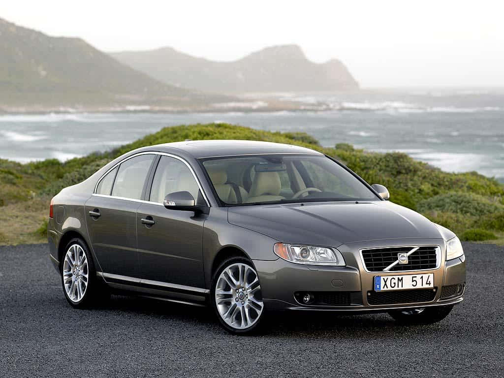 Volvo S80, gray, gravel road, SD Desktop Wallpaper