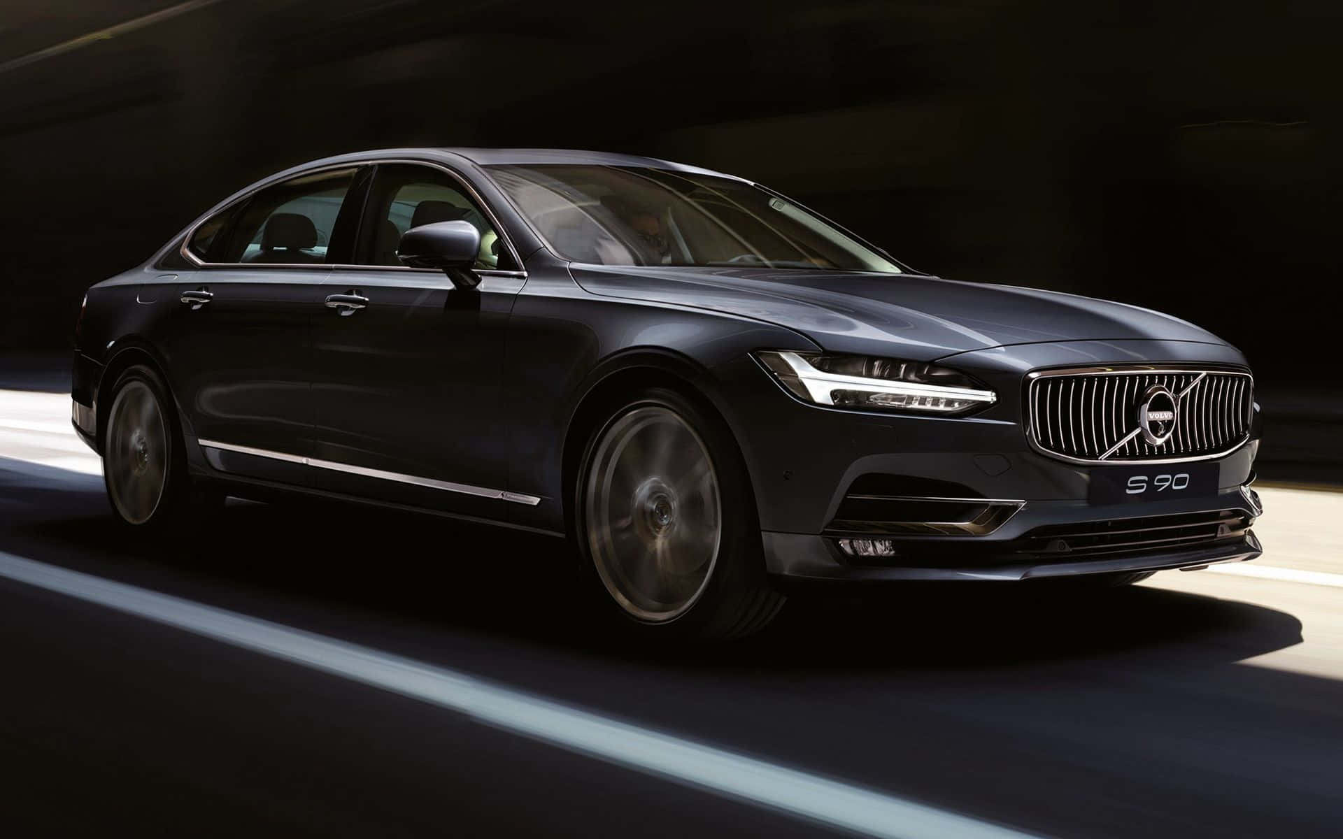 Volvo S90, sleek black, dark road, Full HD Desktop Wallpaper