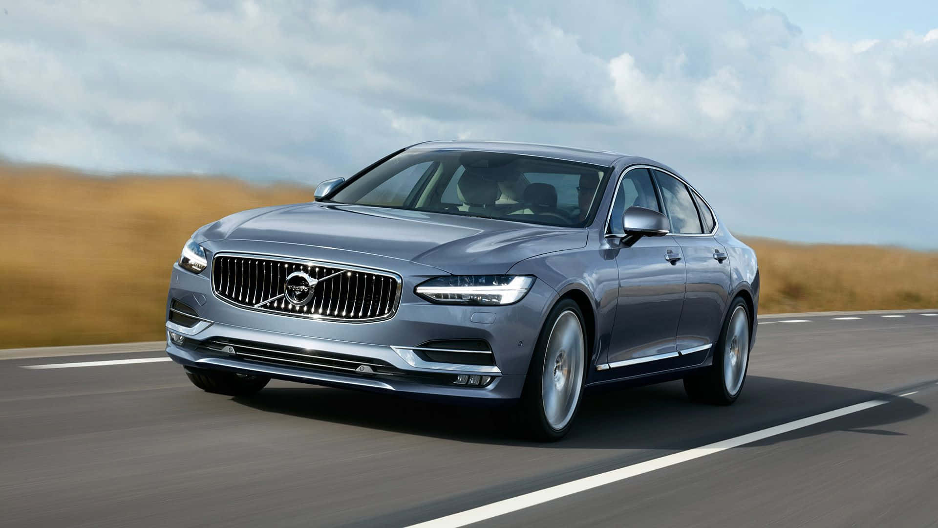 Volvo S90, silver, paved road, Full HD Desktop Wallpaper