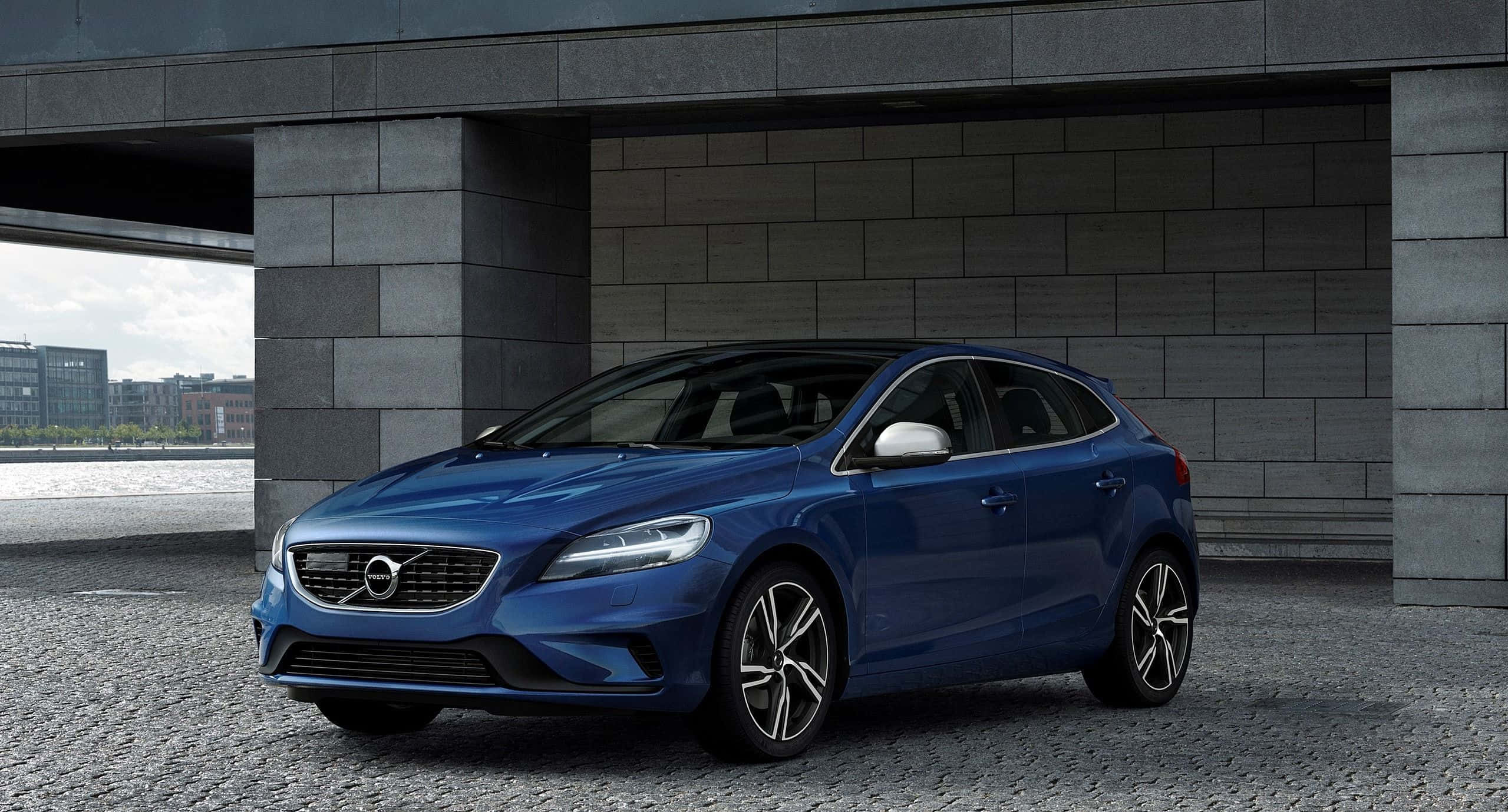 Volvo V40, blue, hatchback, Full HD Desktop Wallpaper