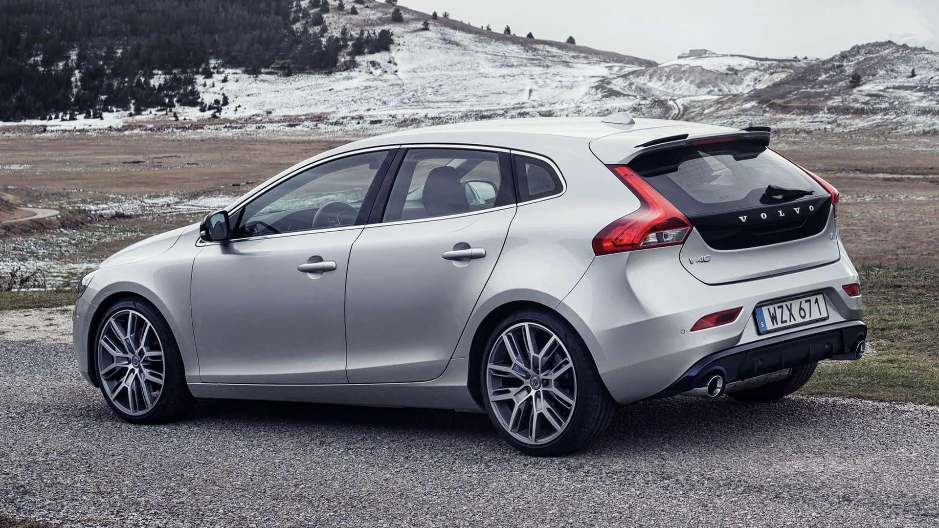 Volvo V40, silver, gravel, Full HD Desktop Wallpaper