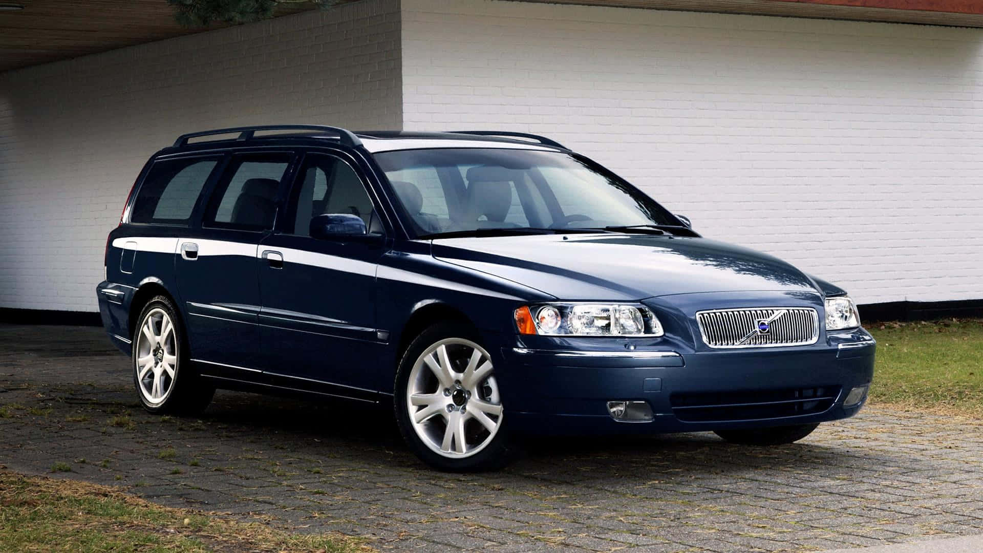 Volvo V70, dark blue, station wagon, Full HD Desktop Wallpaper
