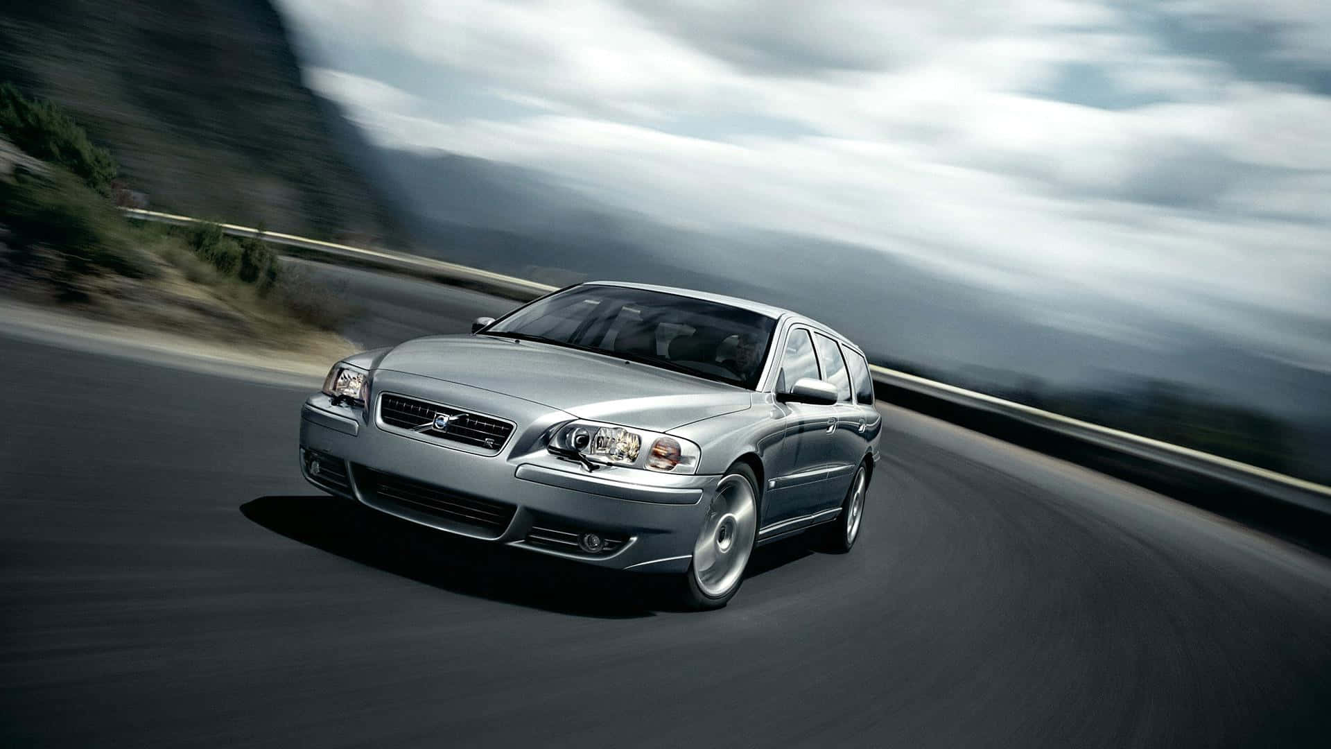 Volvo V70, station wagon, silver, Full HD Desktop Wallpaper