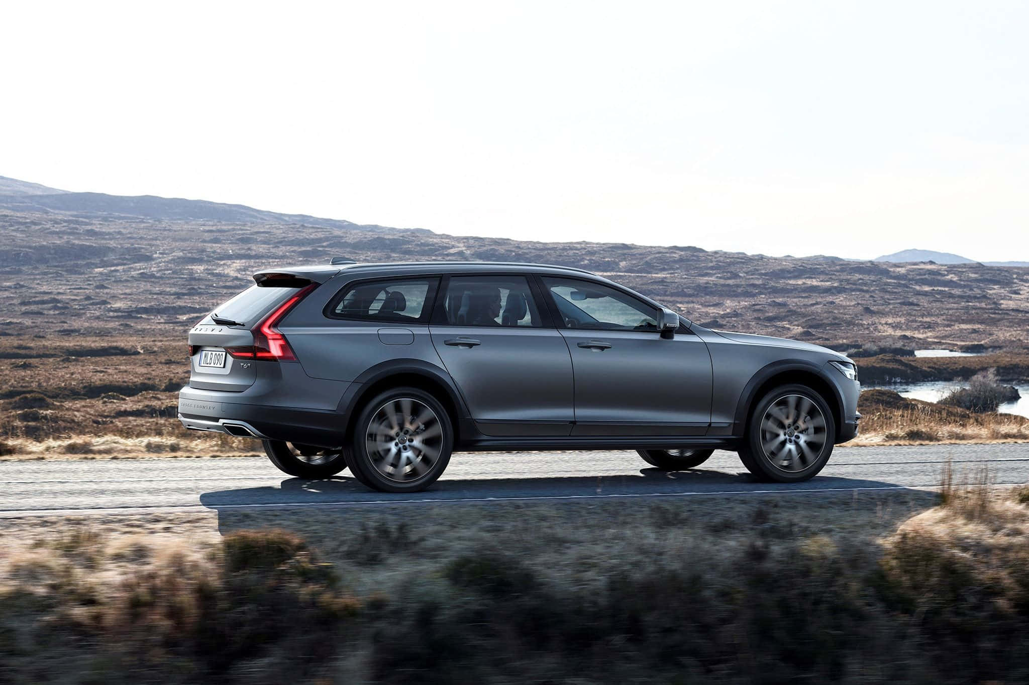 Volvo V90, sleek gray, winding road, Full HD Desktop Wallpaper