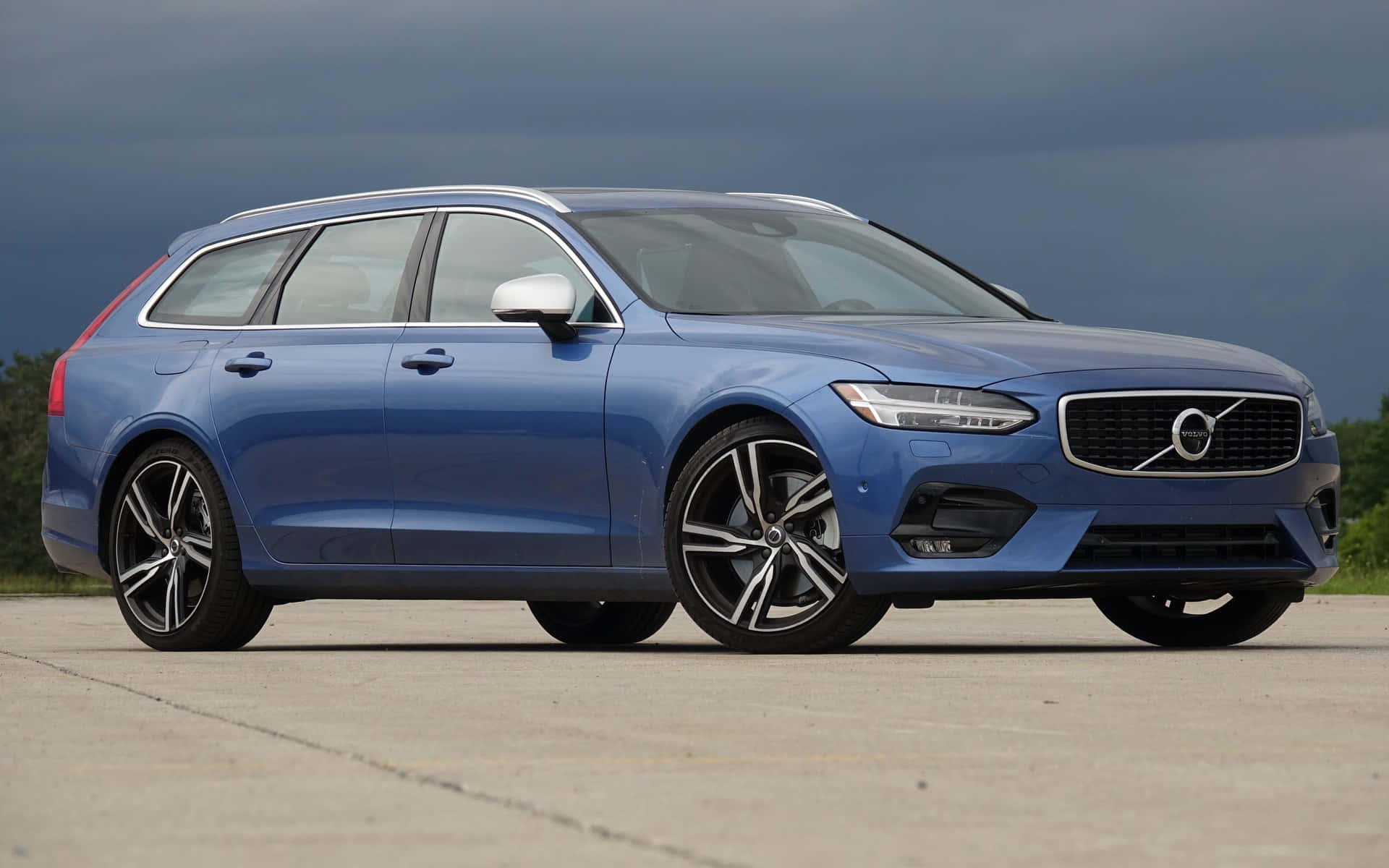 Volvo V90, blue, concrete, Full HD Desktop Wallpaper