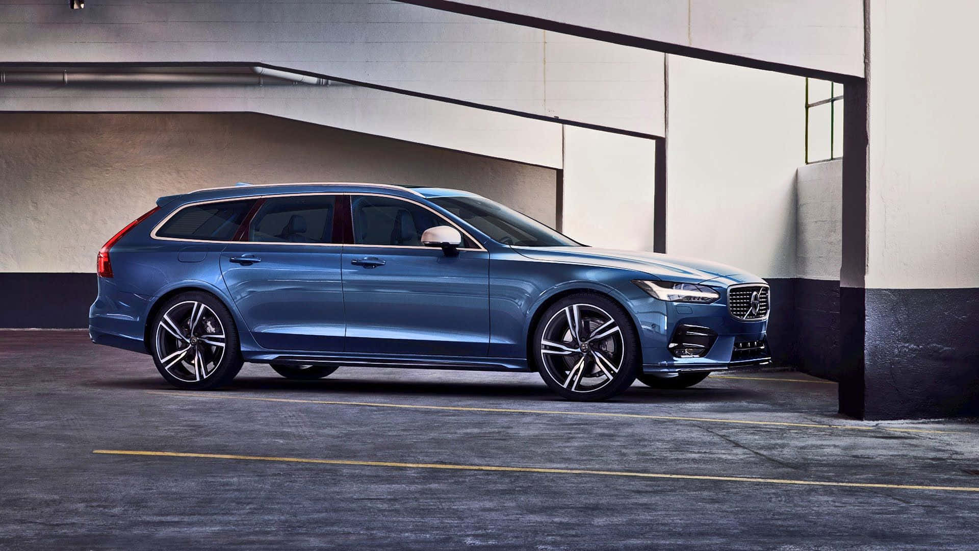 Volvo V90, blue, station wagon, Full HD Desktop Wallpaper