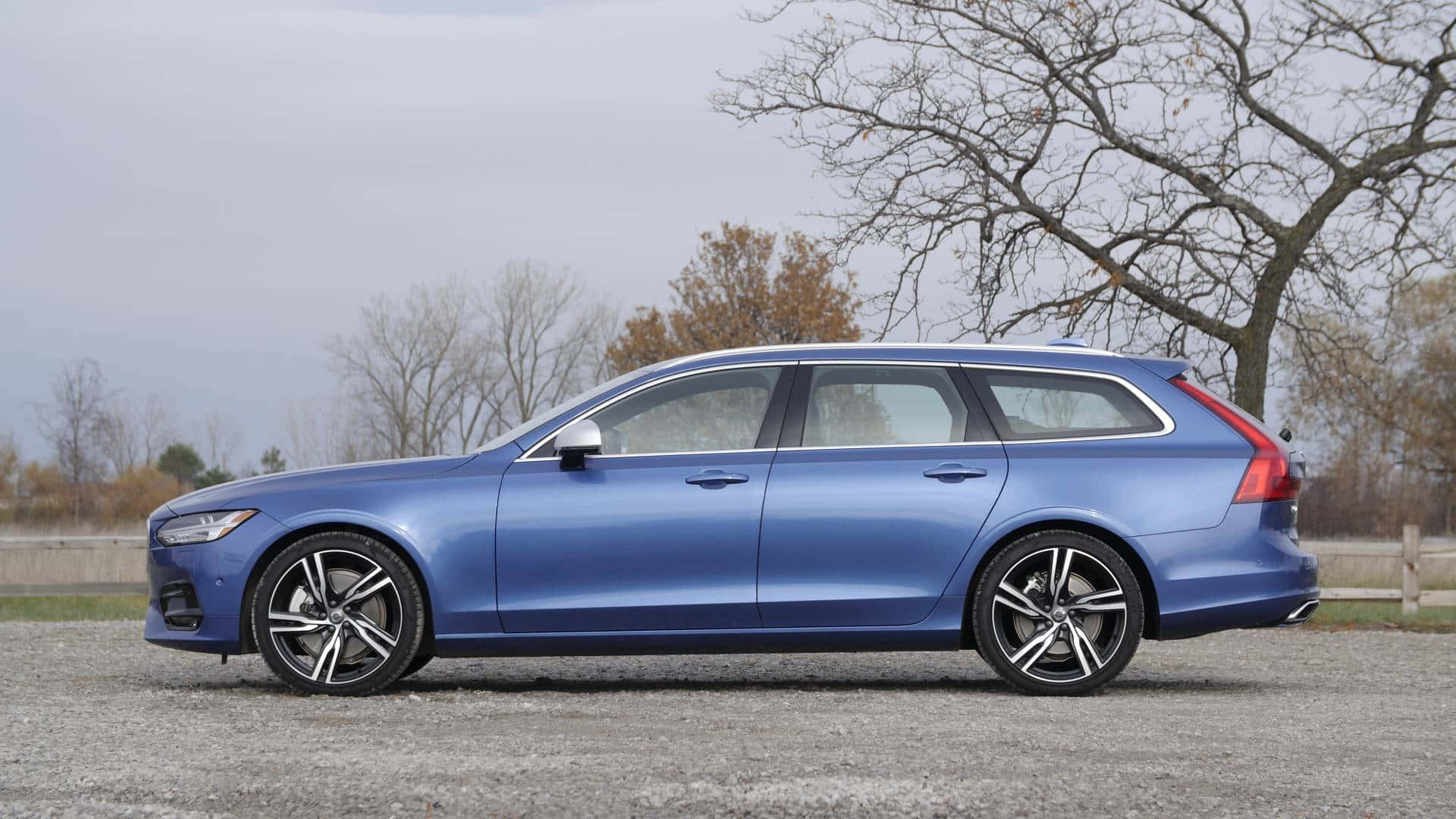 Volvo V90, blue, station wagon, Full HD Desktop Wallpaper