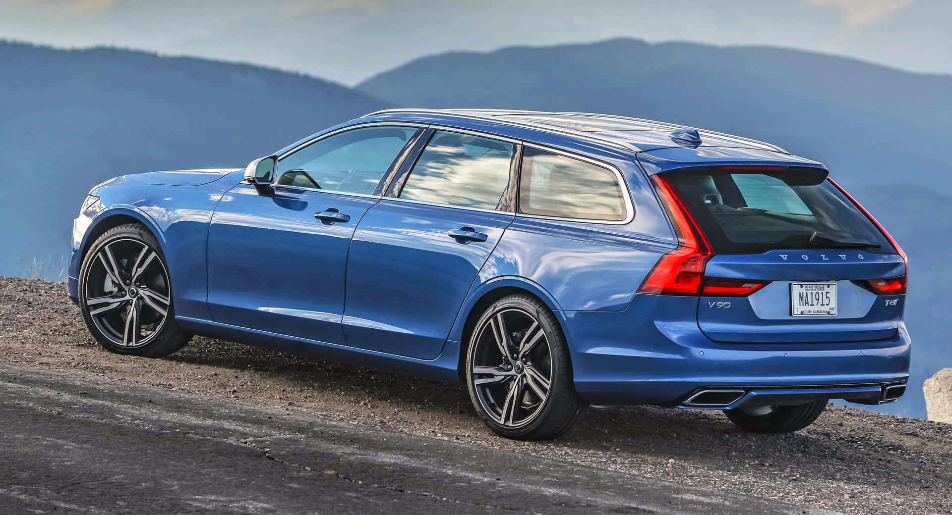 Volvo V90, blue, mountain overlook, Full HD Desktop Wallpaper
