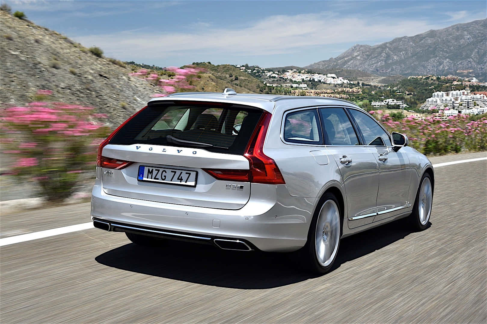 Volvo V90, silver, mountain road, HD Desktop Wallpaper