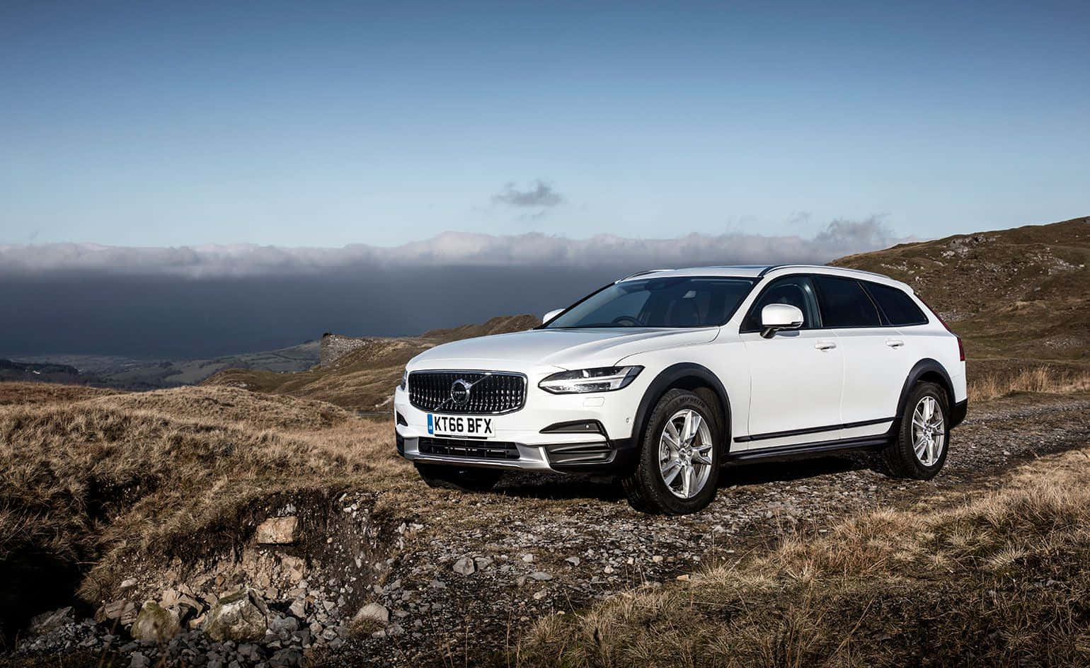 Volvo V90, white, coastal hillside, HD Desktop Wallpaper