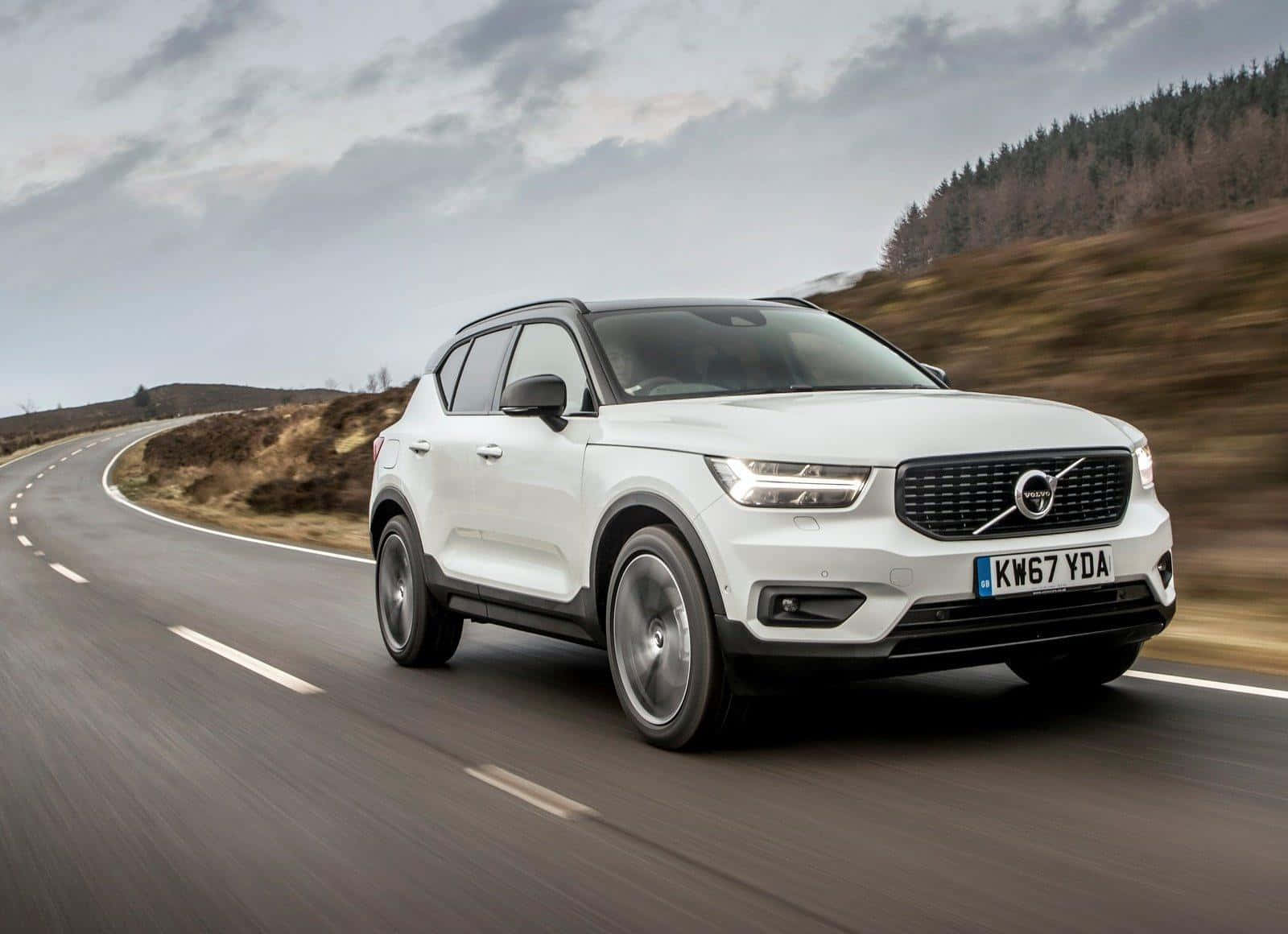 Volvo XC40, white, winding rural road, HD Desktop Wallpaper