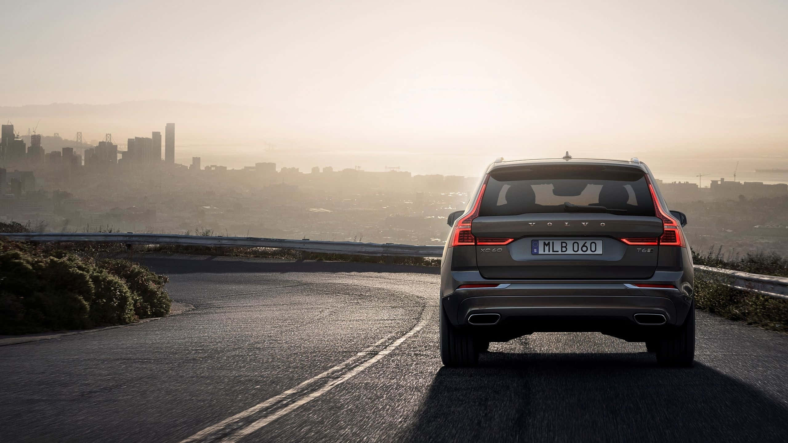 Volvo XC60, gray, winding mountain road, 2K Desktop Wallpaper