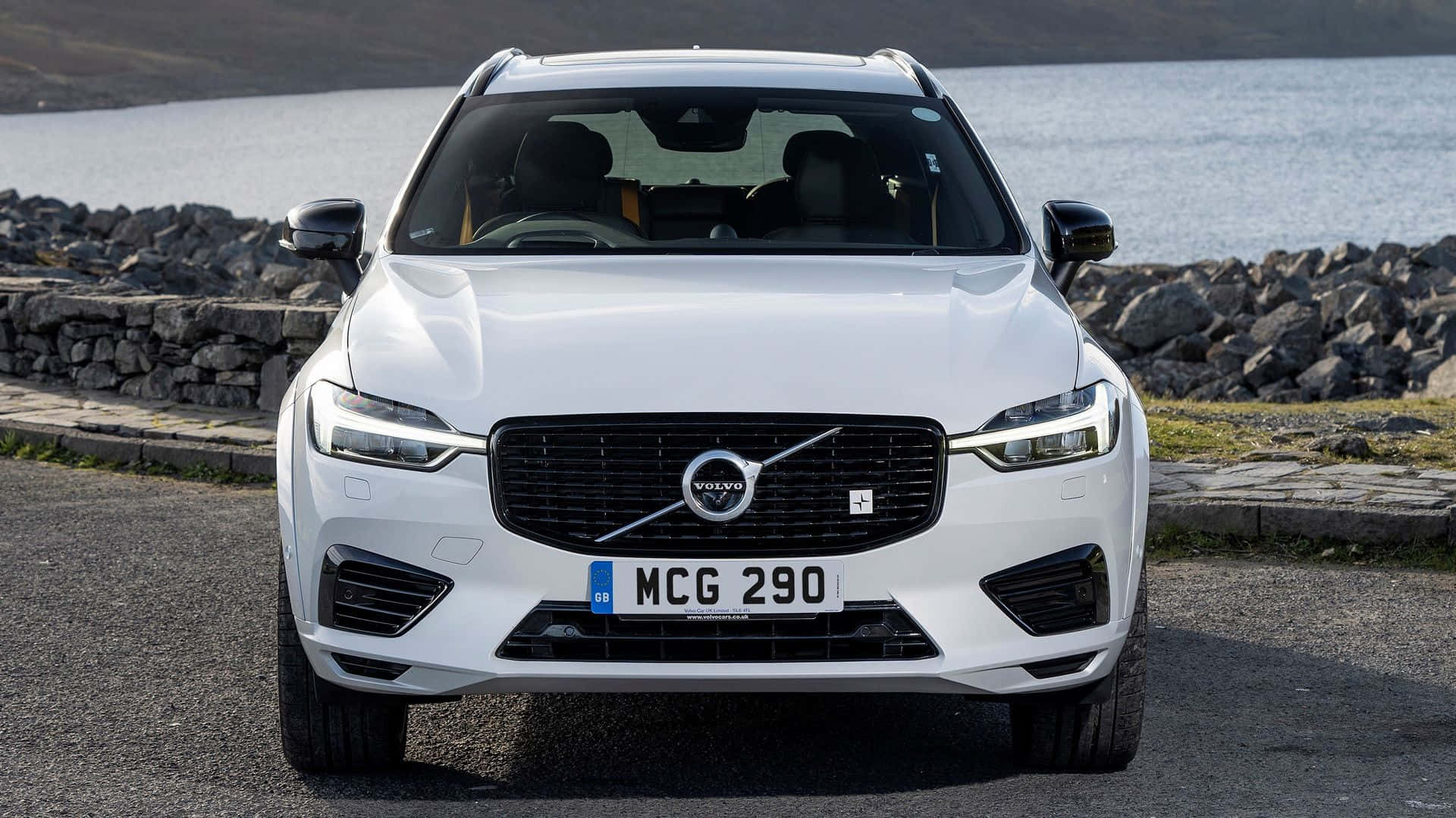 Volvo XC60, white, paved road, Full HD Desktop Wallpaper