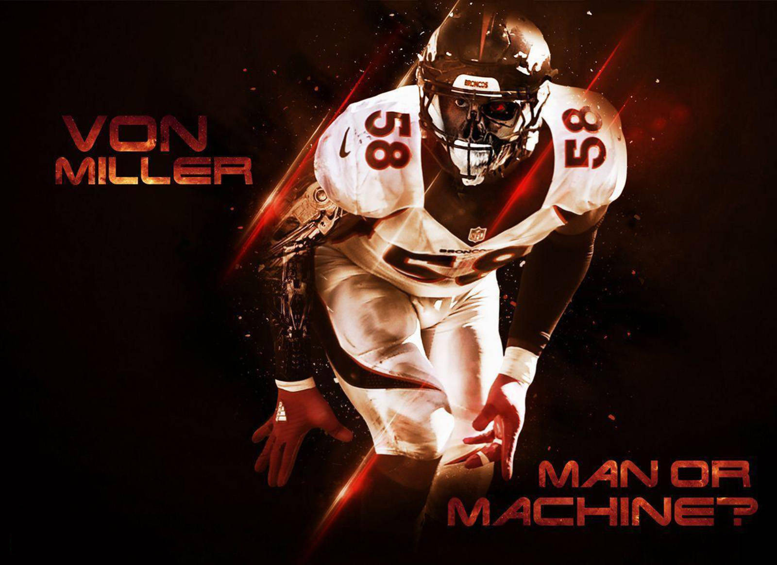 Von Miller, number 58, white uniform, HD Desktop Wallpaper