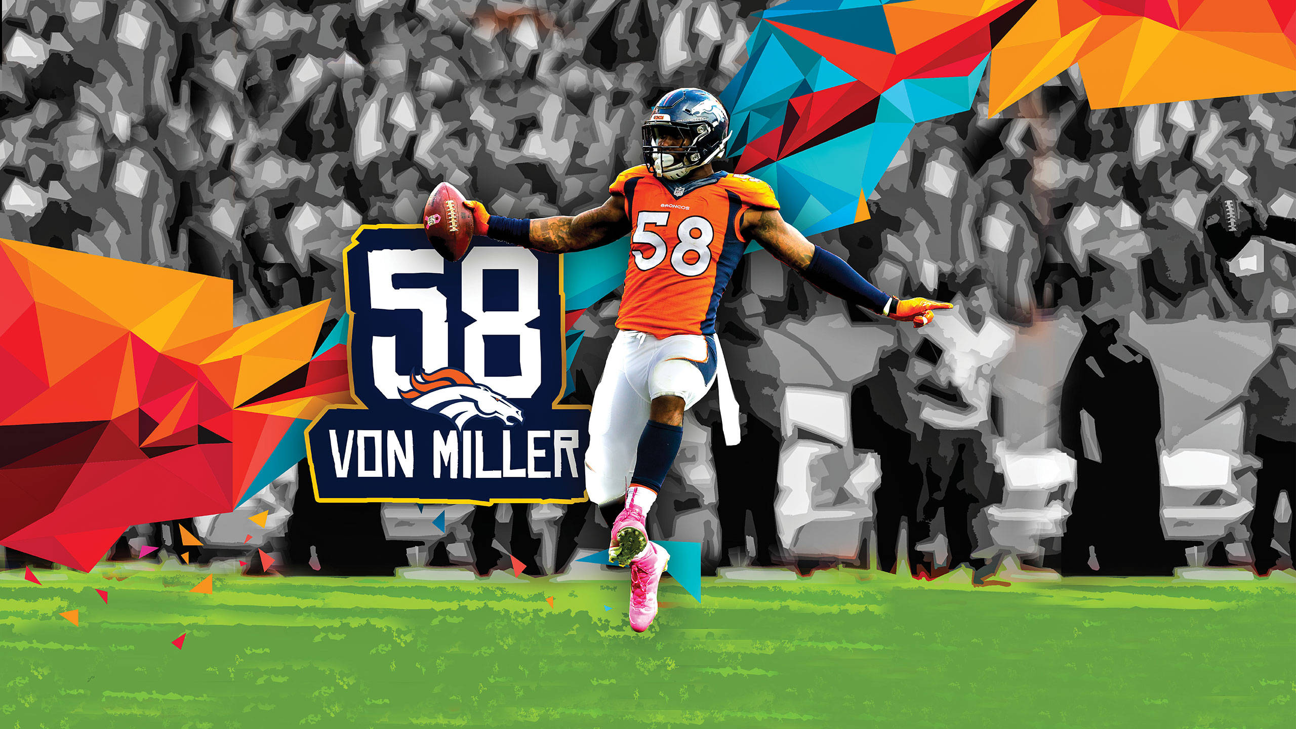 Von Miller, orange jersey, number 58, 2K Desktop Wallpaper