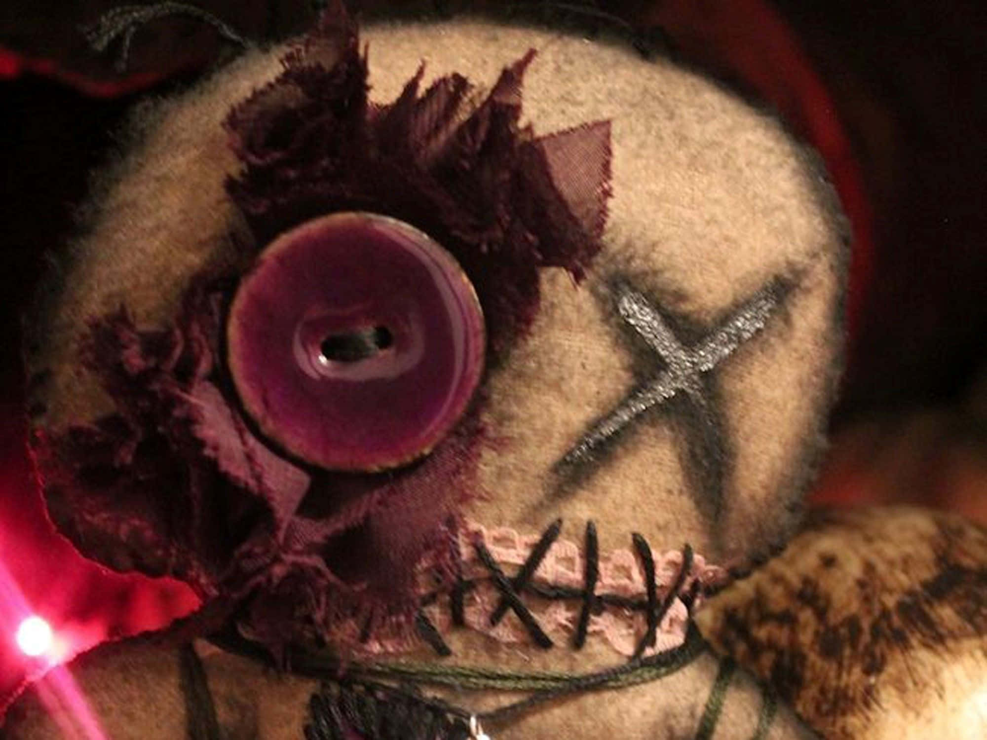 Voodoo Dolls, purple button eye, stitched mouth, Full HD Desktop Wallpaper