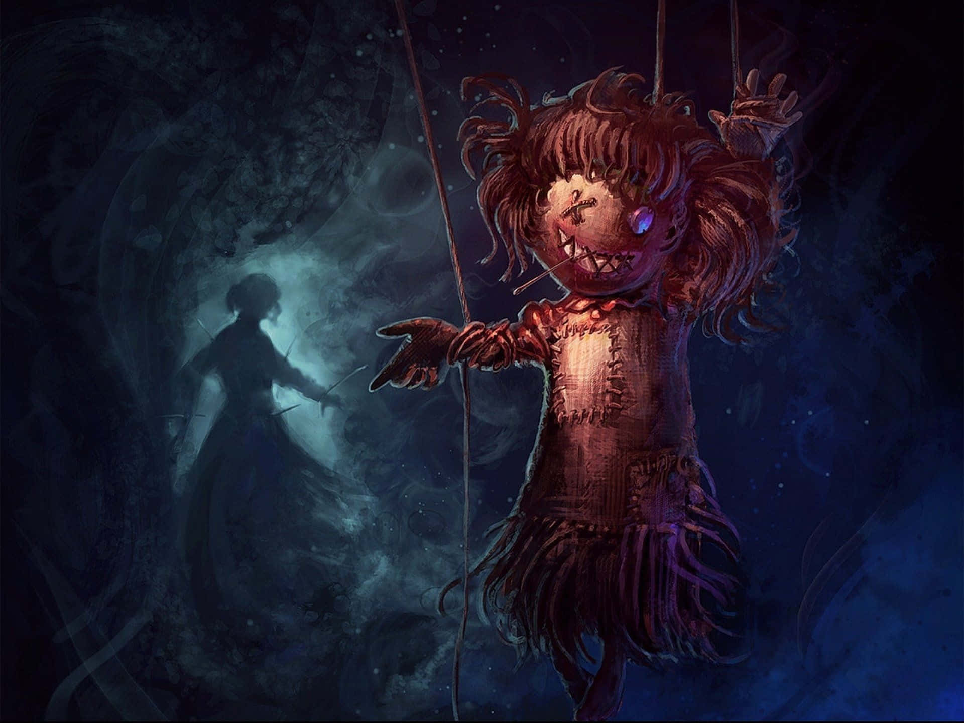Voodoo Dolls, ragdoll puppet, glowing eyes, Full HD Desktop Wallpaper