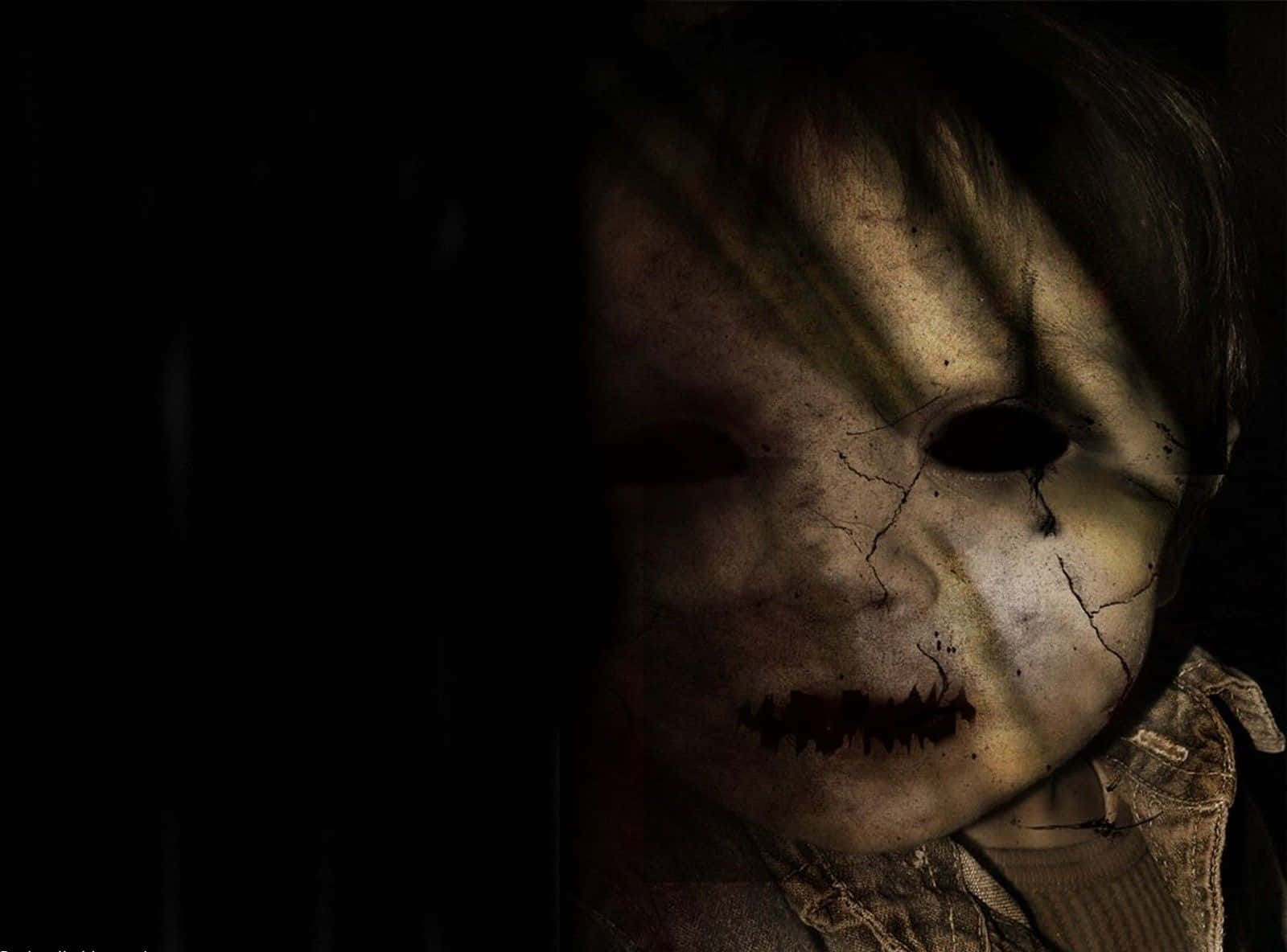 Voodoo Dolls Collection, cracked porcelain doll face, dark hollow eyes, HD Desktop Wallpaper