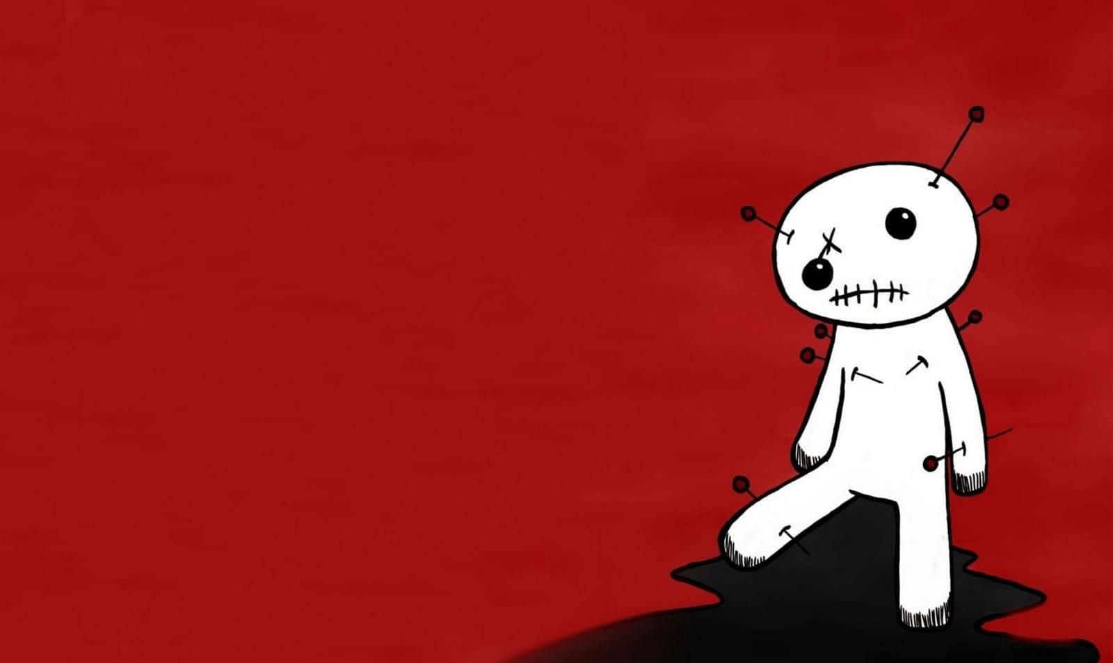 Voodoo Dolls, white stitched cartoon figure, pins, HD Desktop Wallpaper