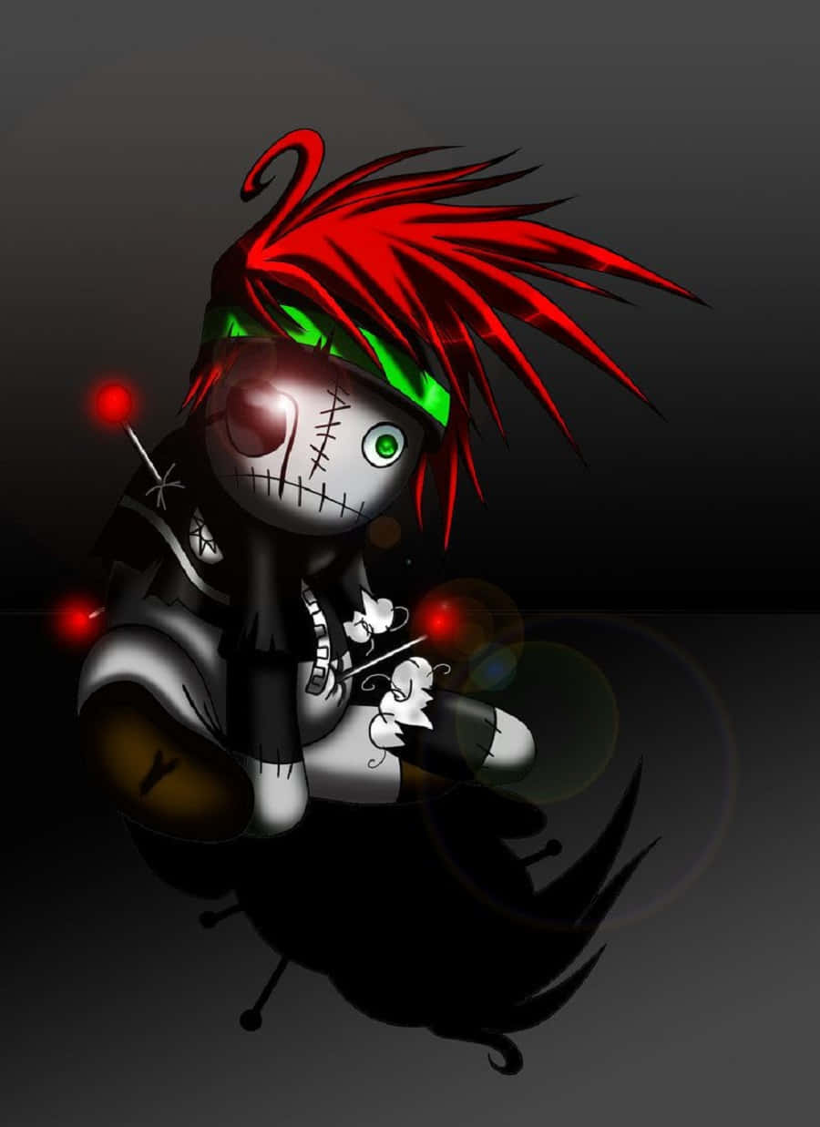 intricate handmade voodoo doll, anime doll, spiky red hair, SD Phone Wallpaper