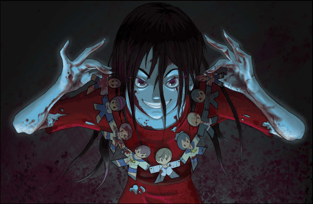 creepy paper doll master, anime girl, pale blue skin, HD Desktop Wallpaper