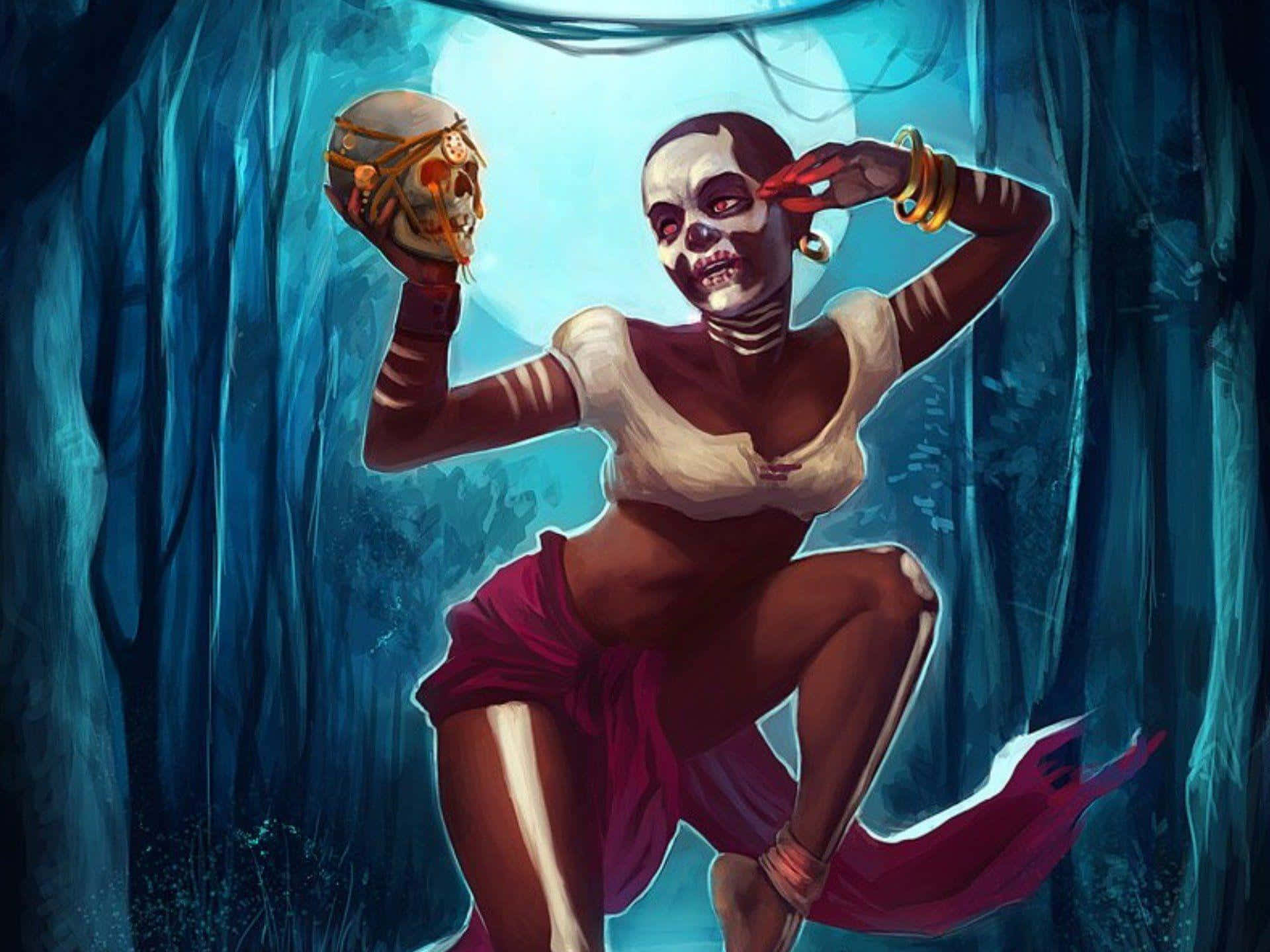 Voodoo, skeletal figure, red eyes, Full HD Desktop Wallpaper
