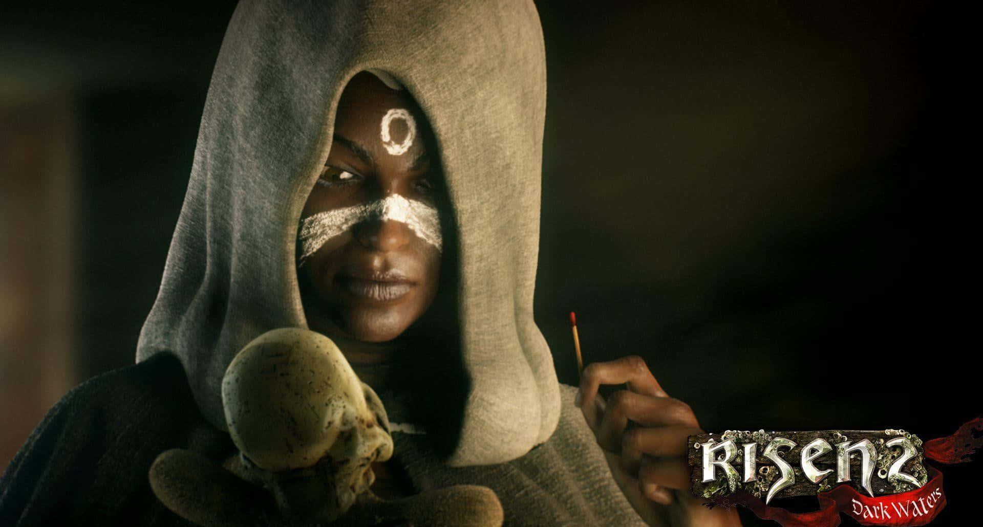 Voodoo, hooded figure, white face paint, Full HD Desktop Wallpaper