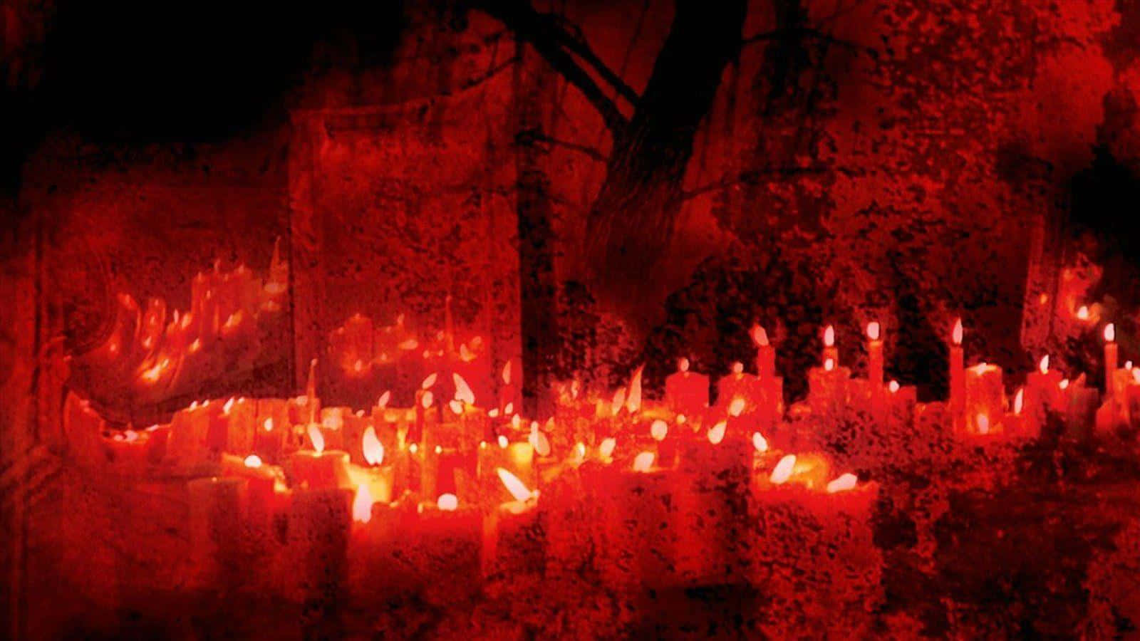 Voodoo, red candles, dark forest, HD Desktop Wallpaper