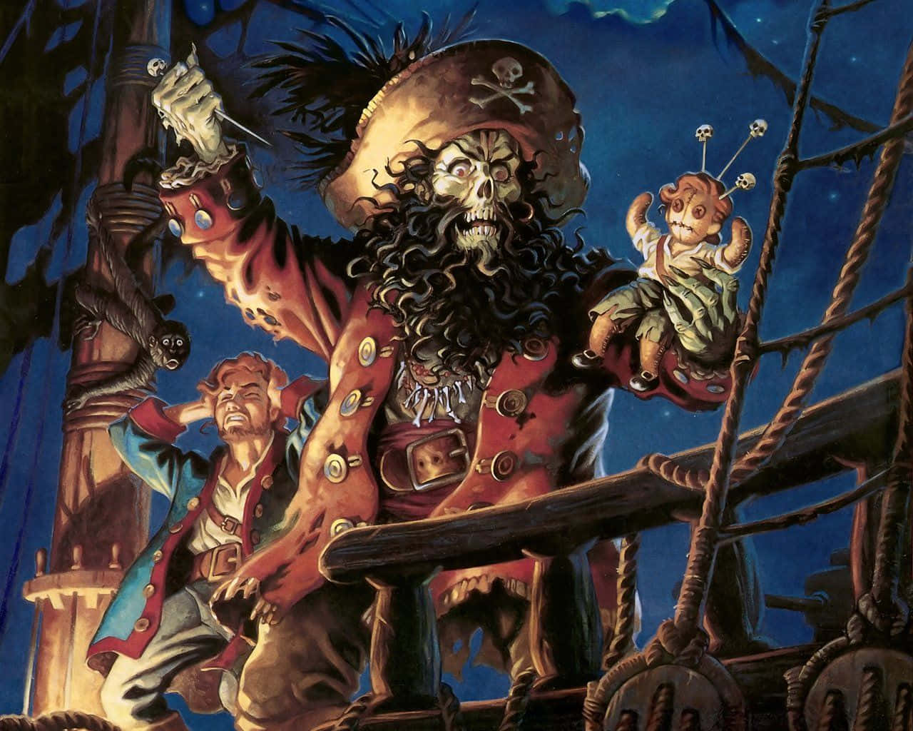 Voodoo, skeletal pirate captain, skull face, HD Desktop Wallpaper