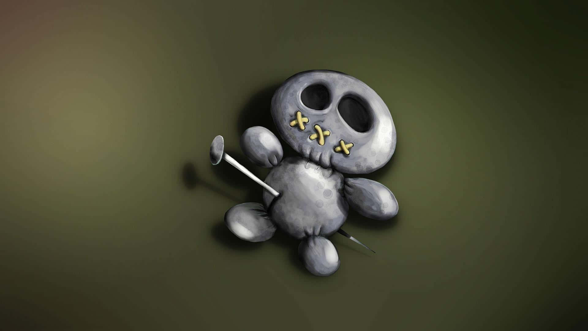 Voodoo, gray stitched skull doll, X eyes, Full HD Desktop Wallpaper