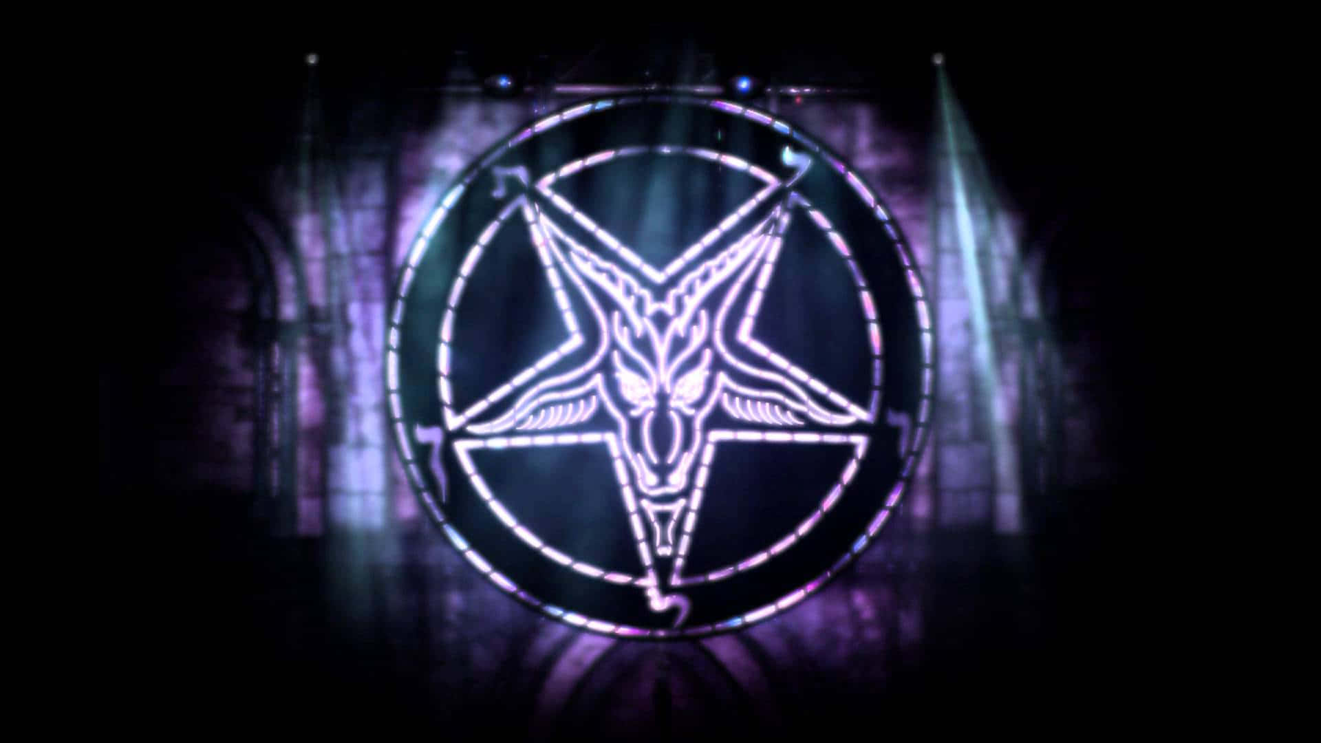 Voodoo, glowing inverted pentagram, goat-headed figure, Full HD Desktop Wallpaper