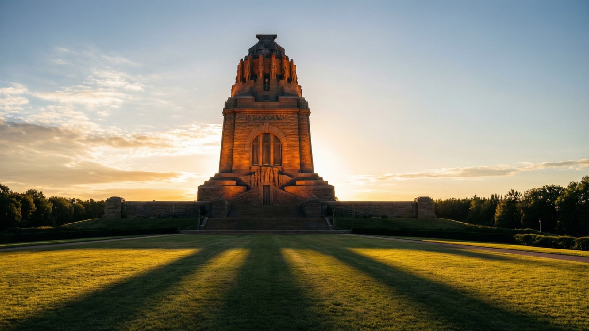 Voortrekker Monument, sunrise, golden light, Full HD Desktop Wallpaper