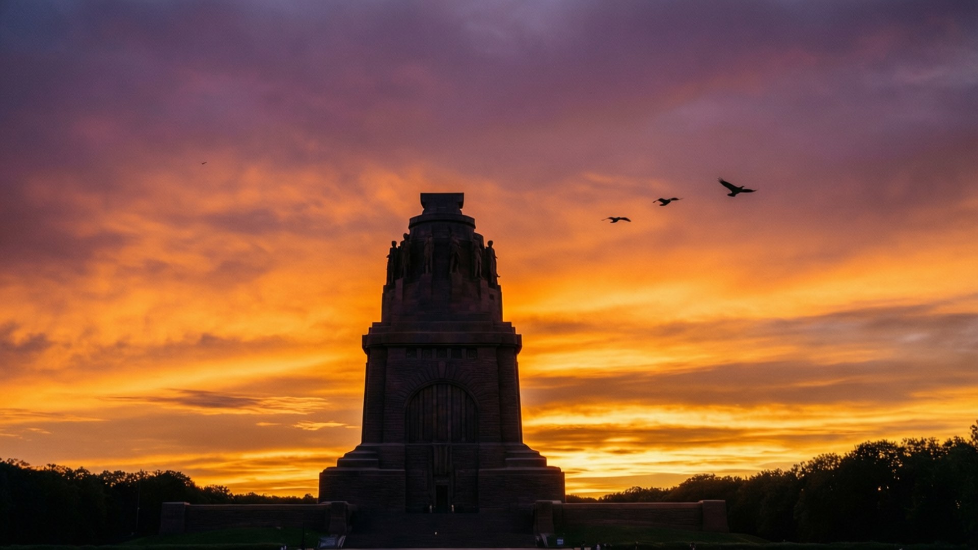 Voortrekker Monument, sunset, vibrant sunset sky, Full HD Desktop Wallpaper