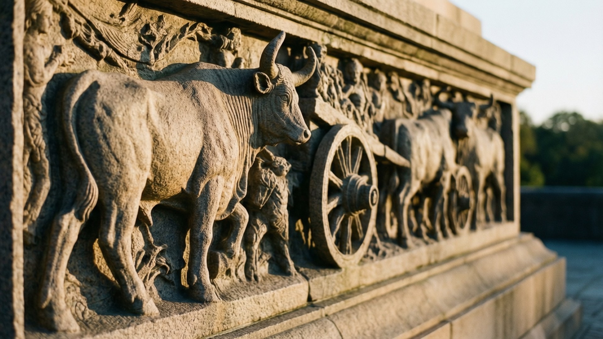 Voortrekker Monument, ox wagon, granite carvings, Full HD Desktop Wallpaper