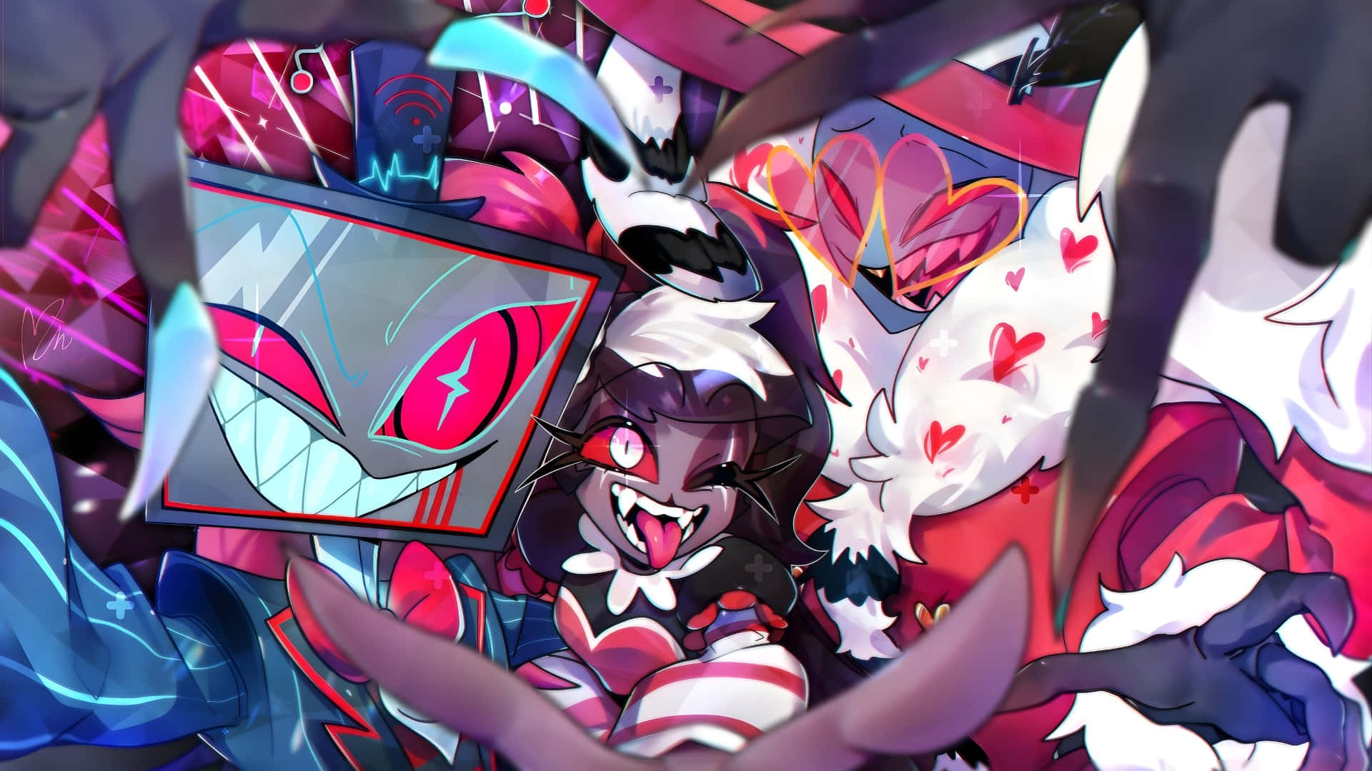Vox, Hazbin Hotel, red eyes, Full HD Desktop Wallpaper