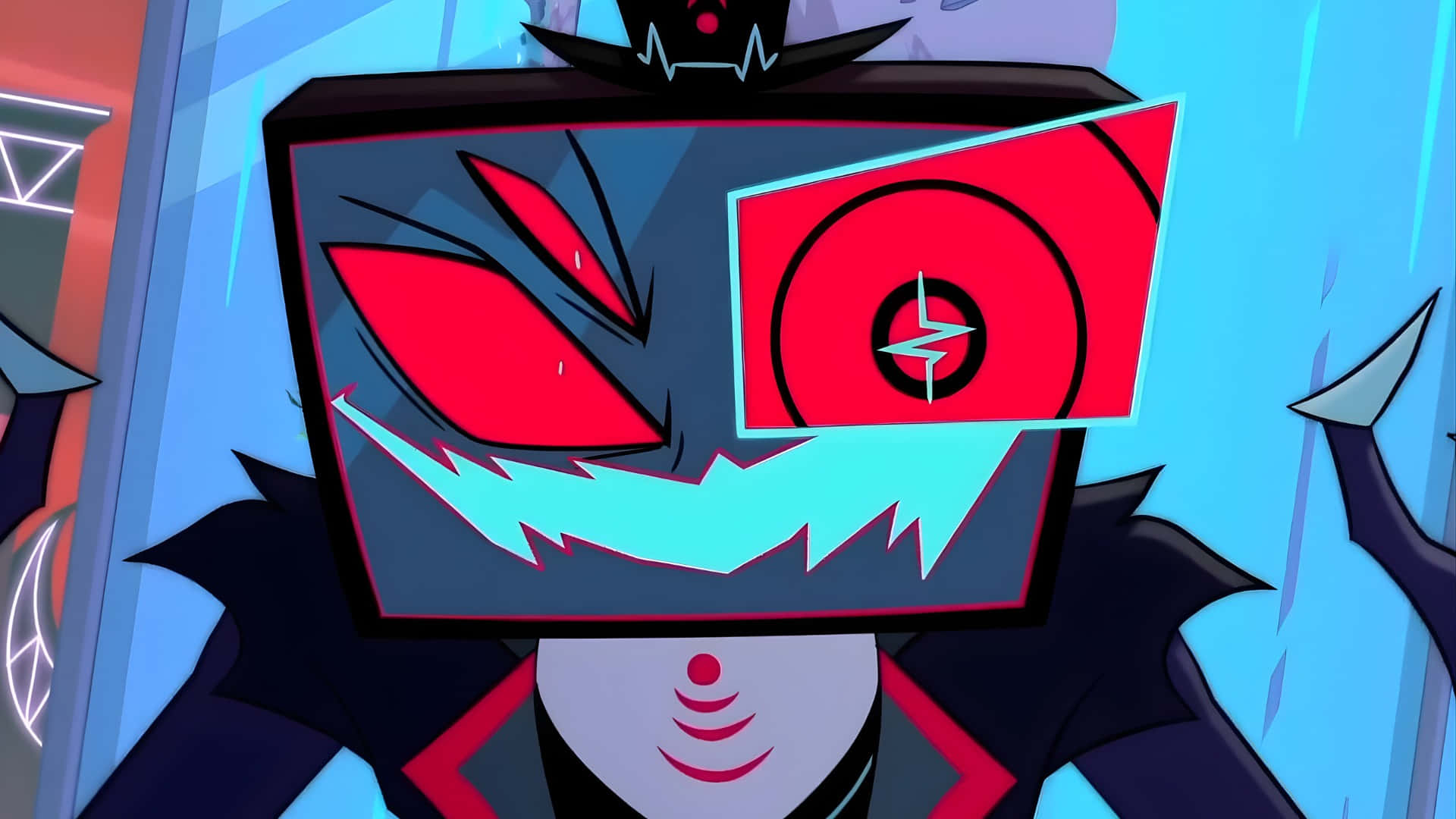 Vox Hazbin Hotel, square face, red eyes, Full HD Desktop Wallpaper