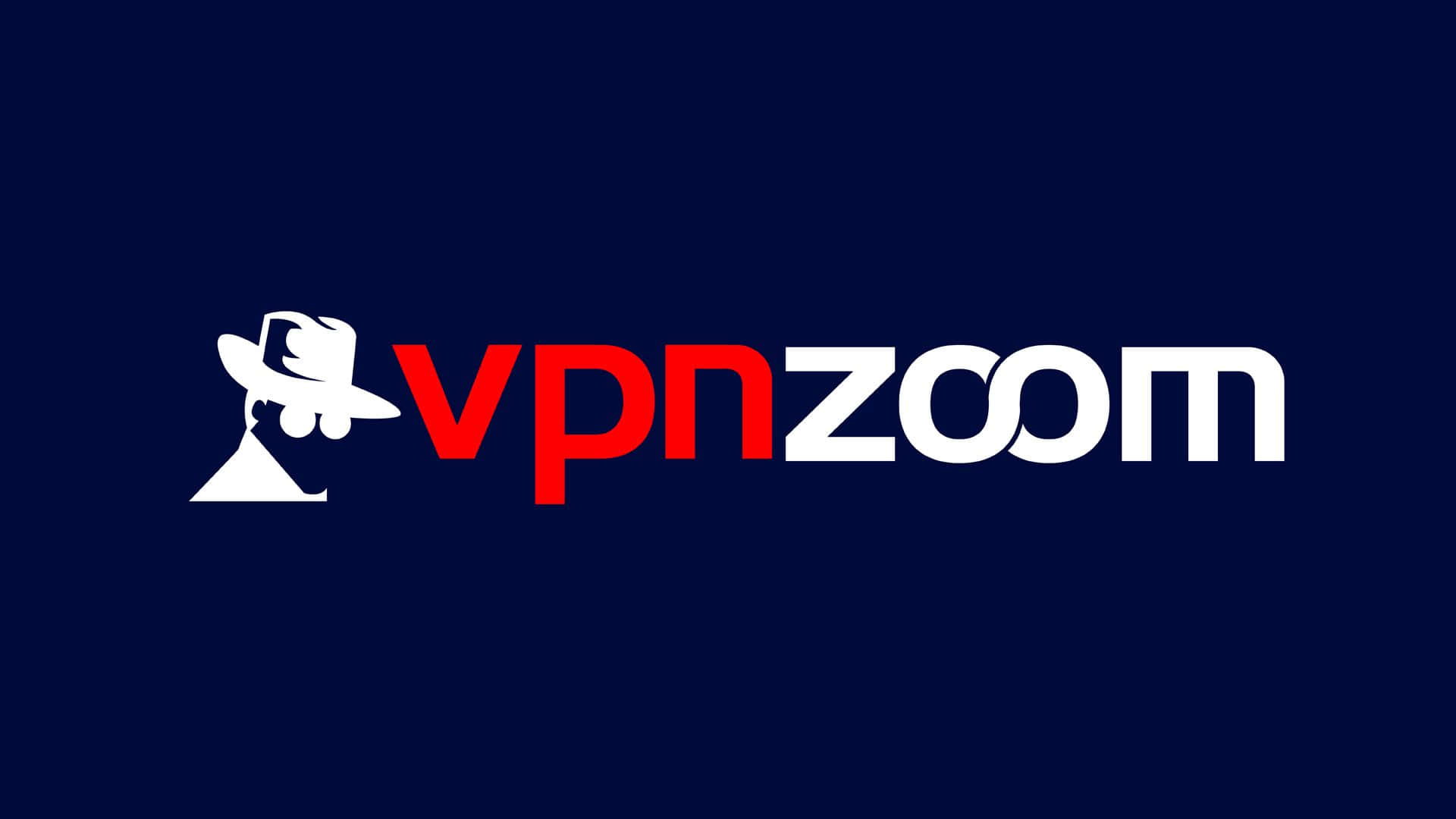 vpnzoom, white cowboy hat icon, red white text, Full HD Desktop Wallpaper