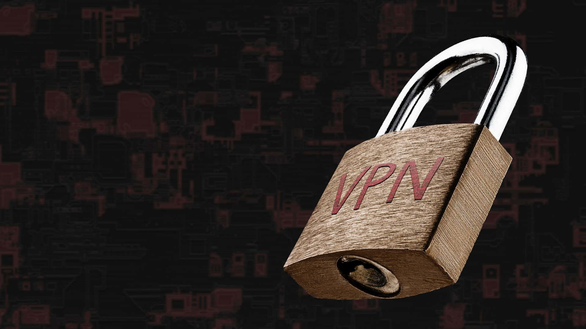 VPN, wooden padlock, black background, Full HD Desktop Wallpaper